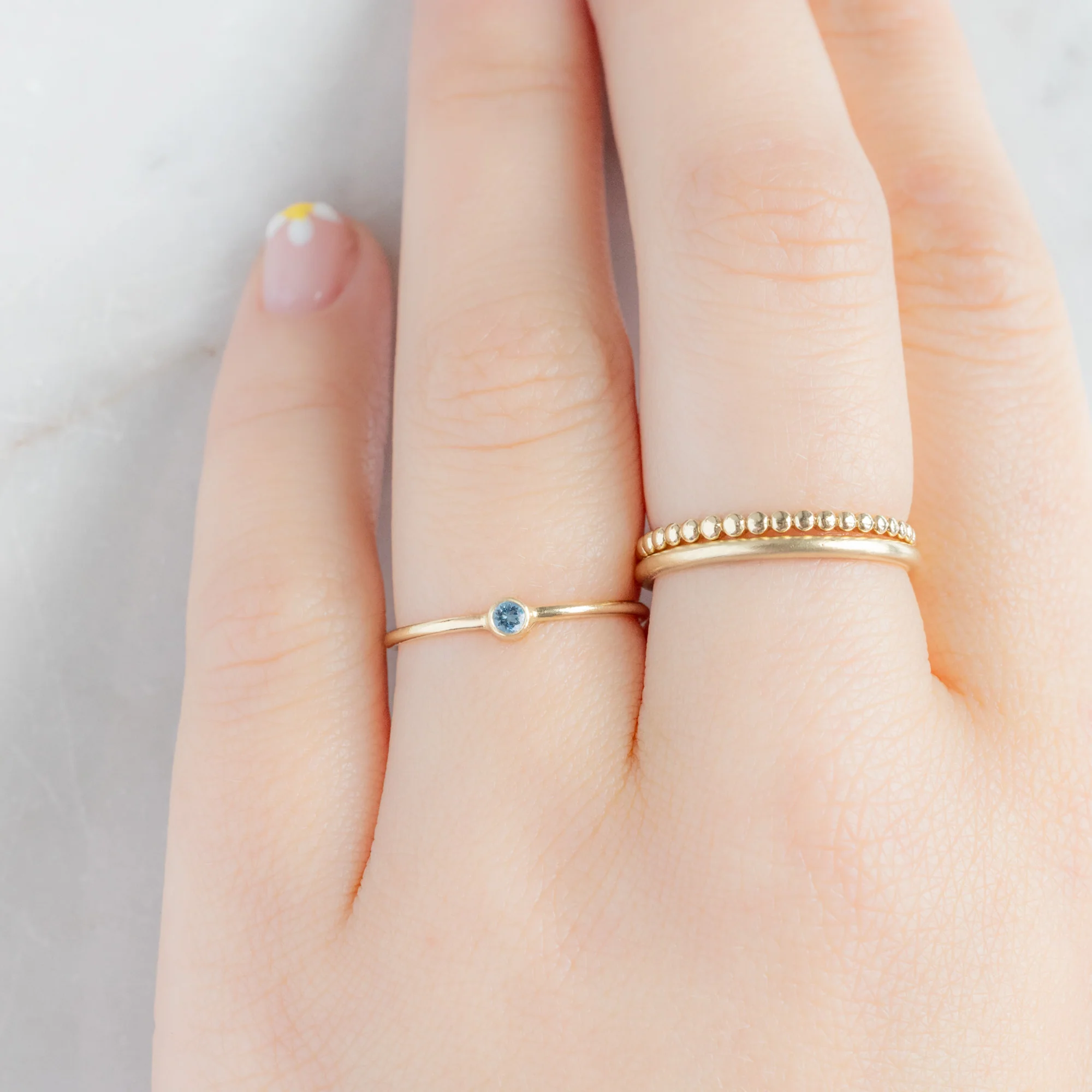 Aquamarine Birthstone Stacking Ring | Yellow, Rose or White Gold - Image 3