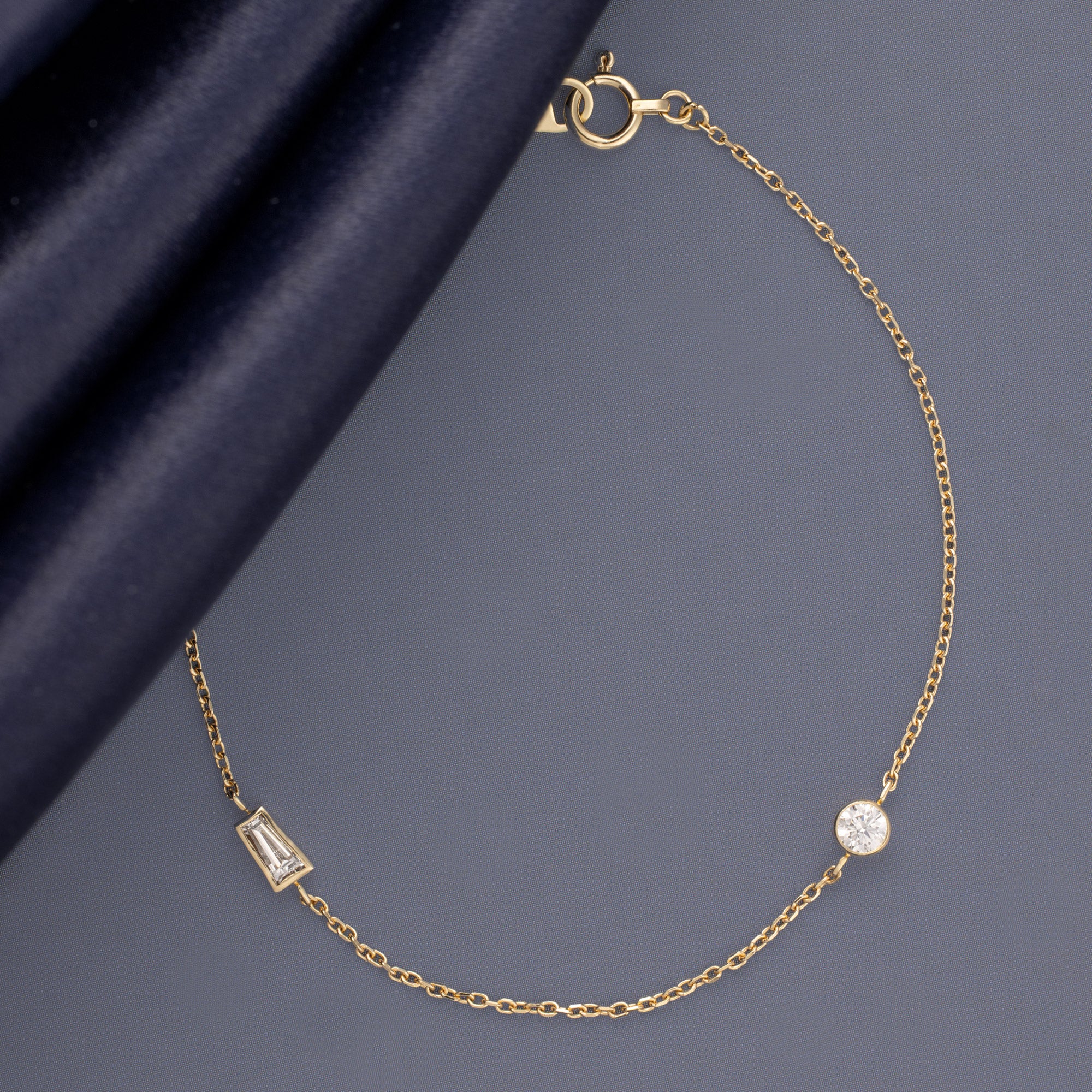 Baguette Diamond Chain Bracelet | Yellow Gold