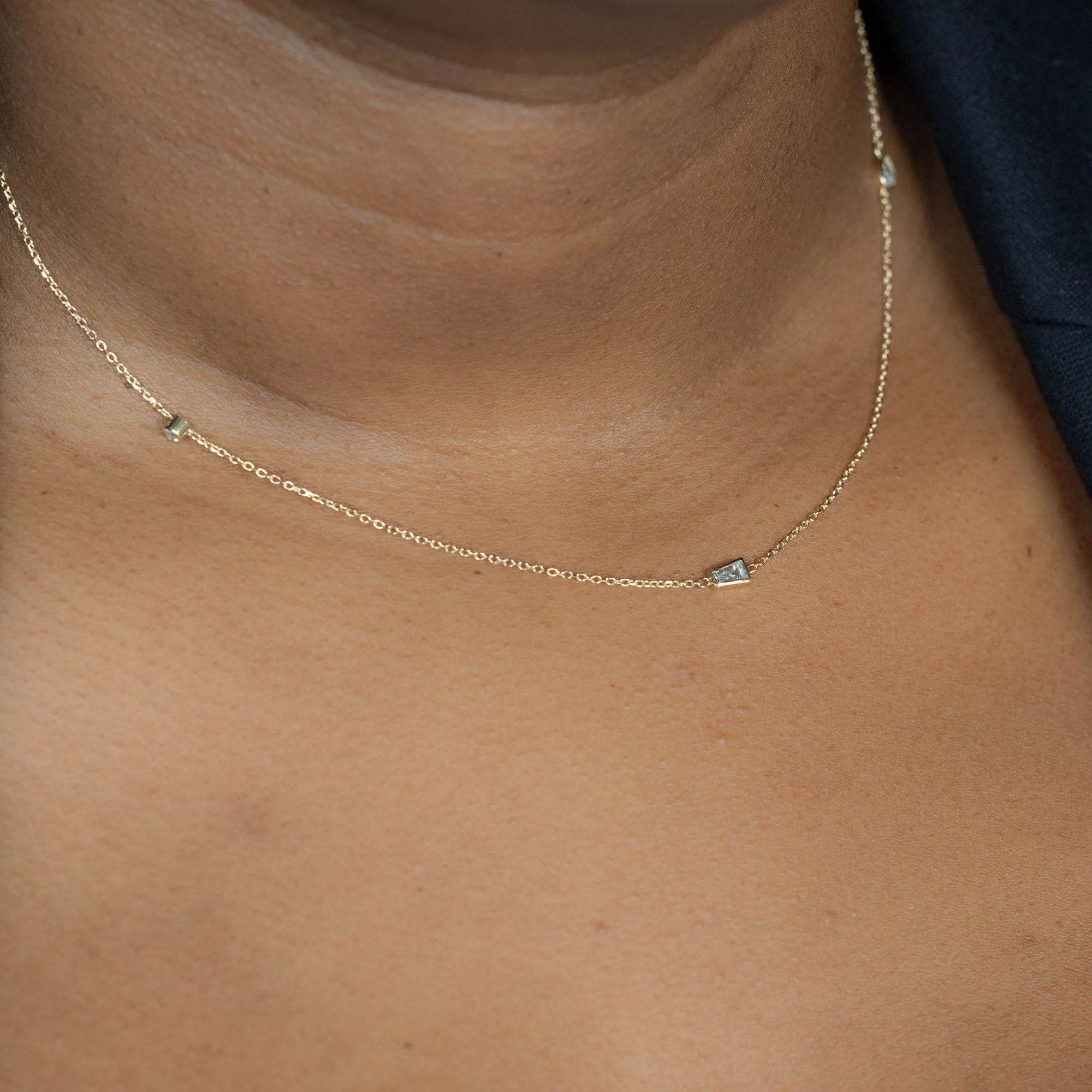 Baguette Diamond Chain Necklace | Yellow Gold - Image 2