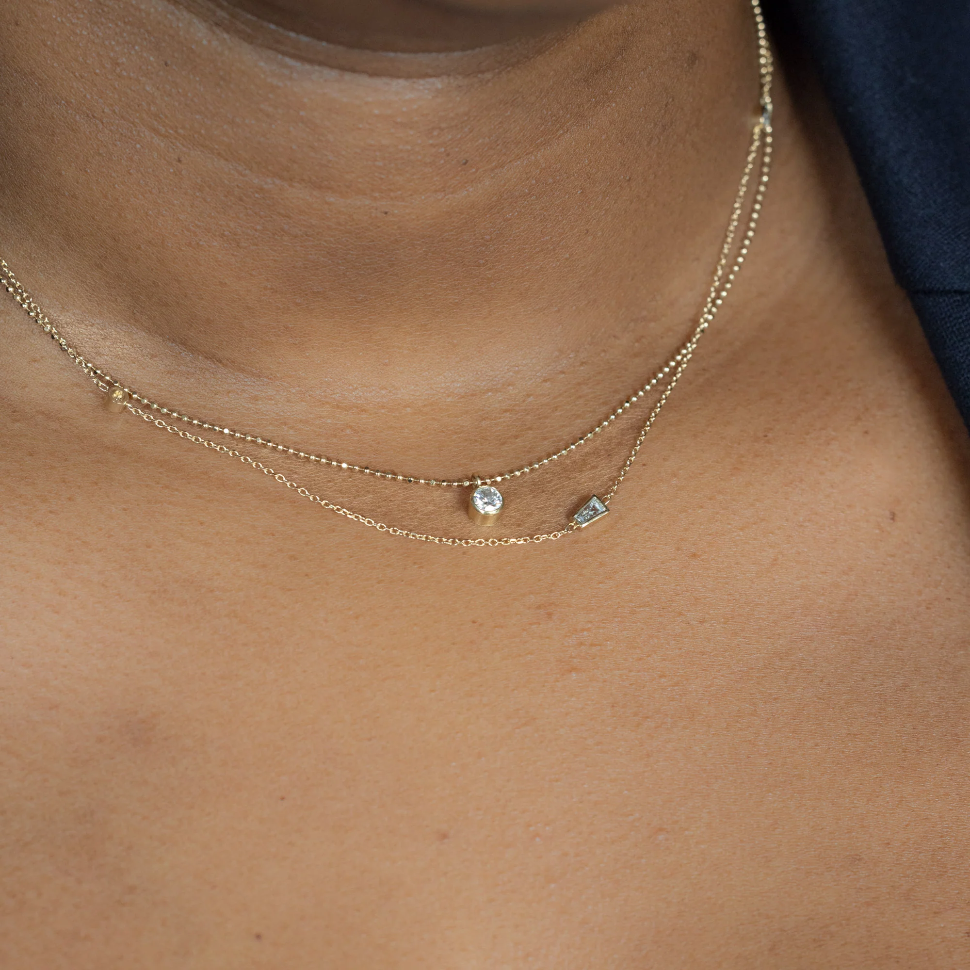 Baguette Diamond Chain Necklace | Yellow Gold - Image 3