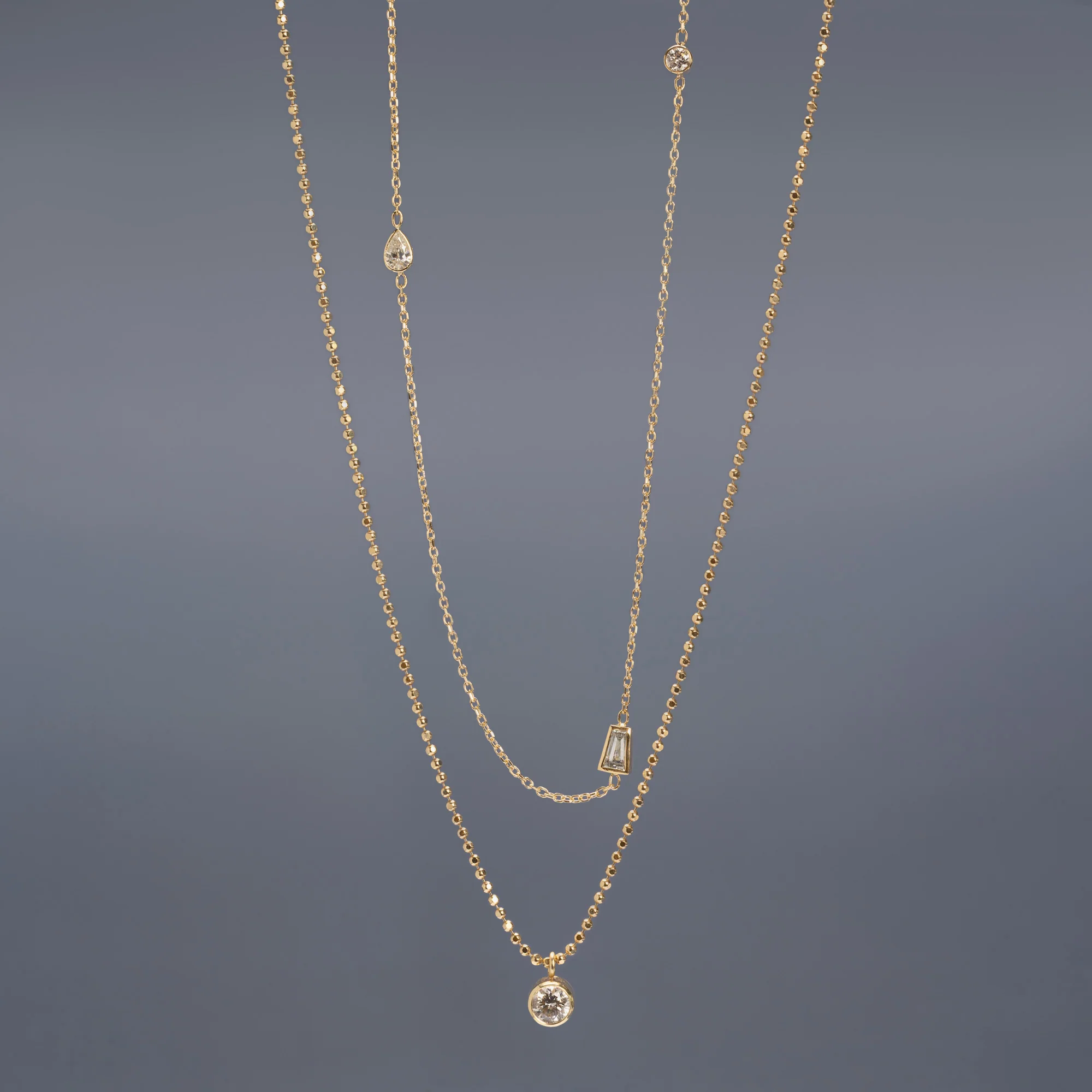 Baguette Diamond Chain Necklace | Yellow Gold - Image 4