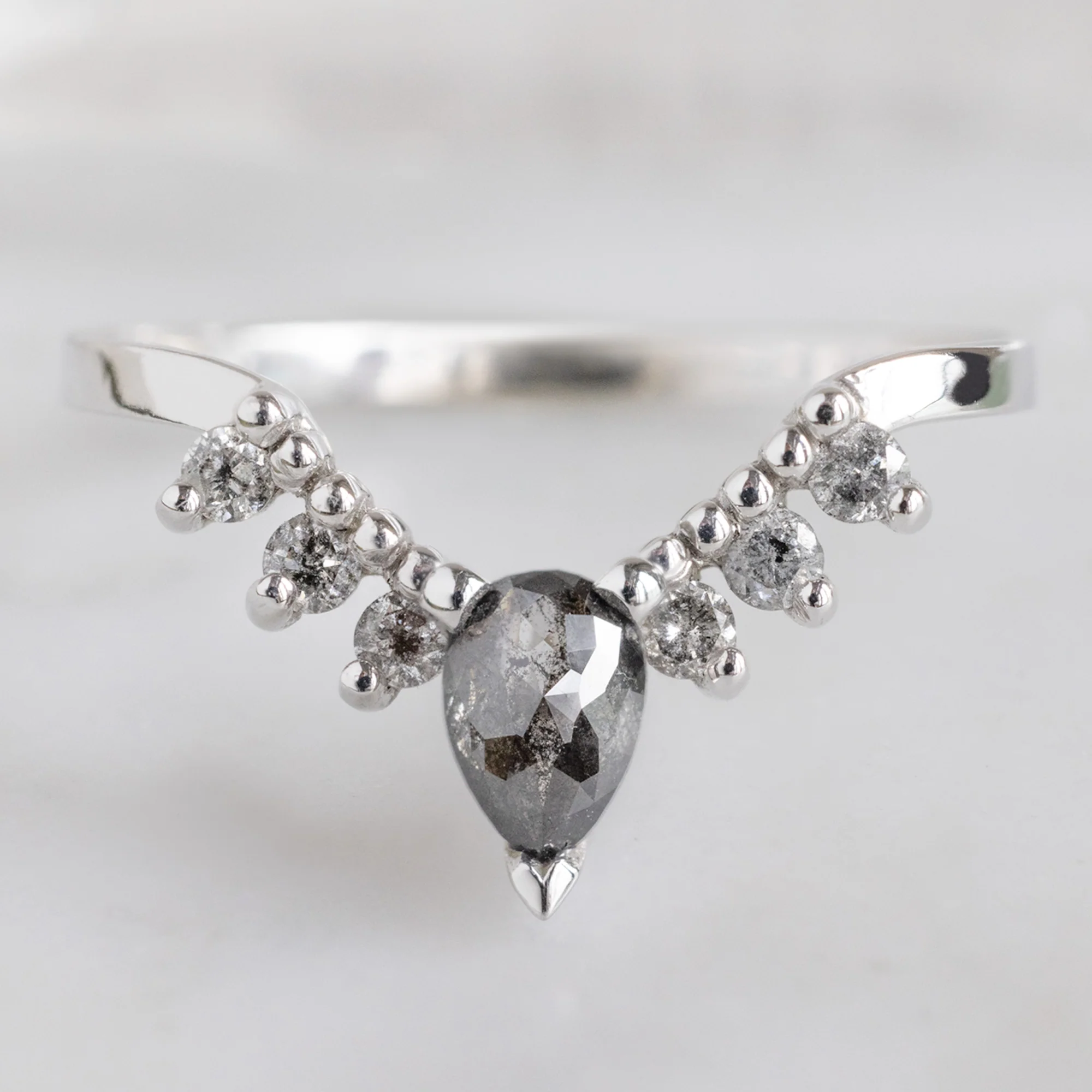 Black + Salt and Pepper Diamond Sunburst Stacking Band | Yellow, Rose or White Gold
