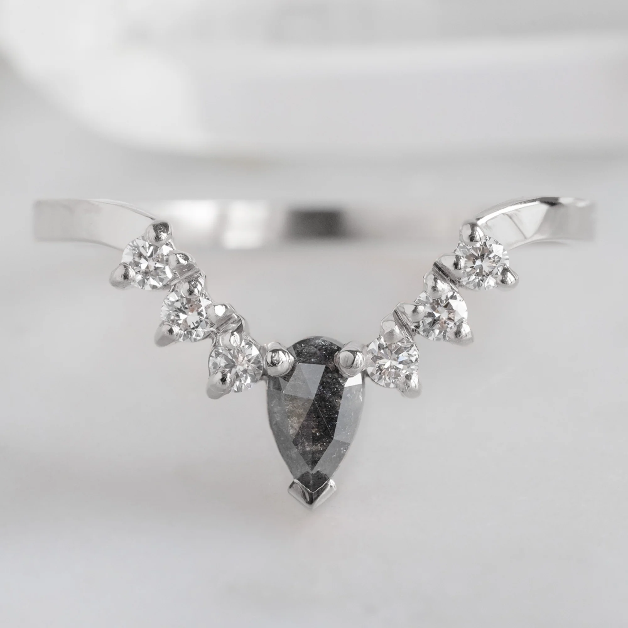 Black + White Diamond Sunburst Stacking Band | Yellow, Rose or White Gold - Image 5