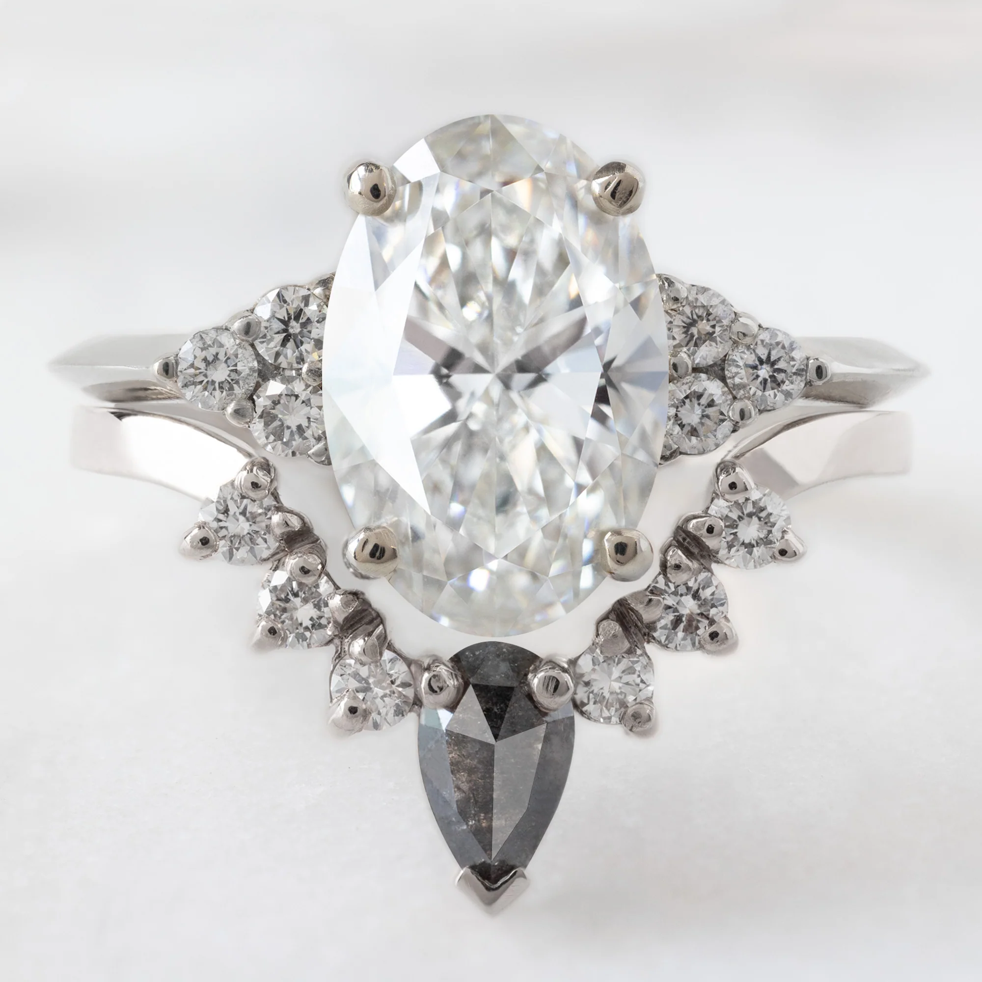 Black + White Diamond Sunburst Stacking Band | Yellow, Rose or White Gold - Image 6