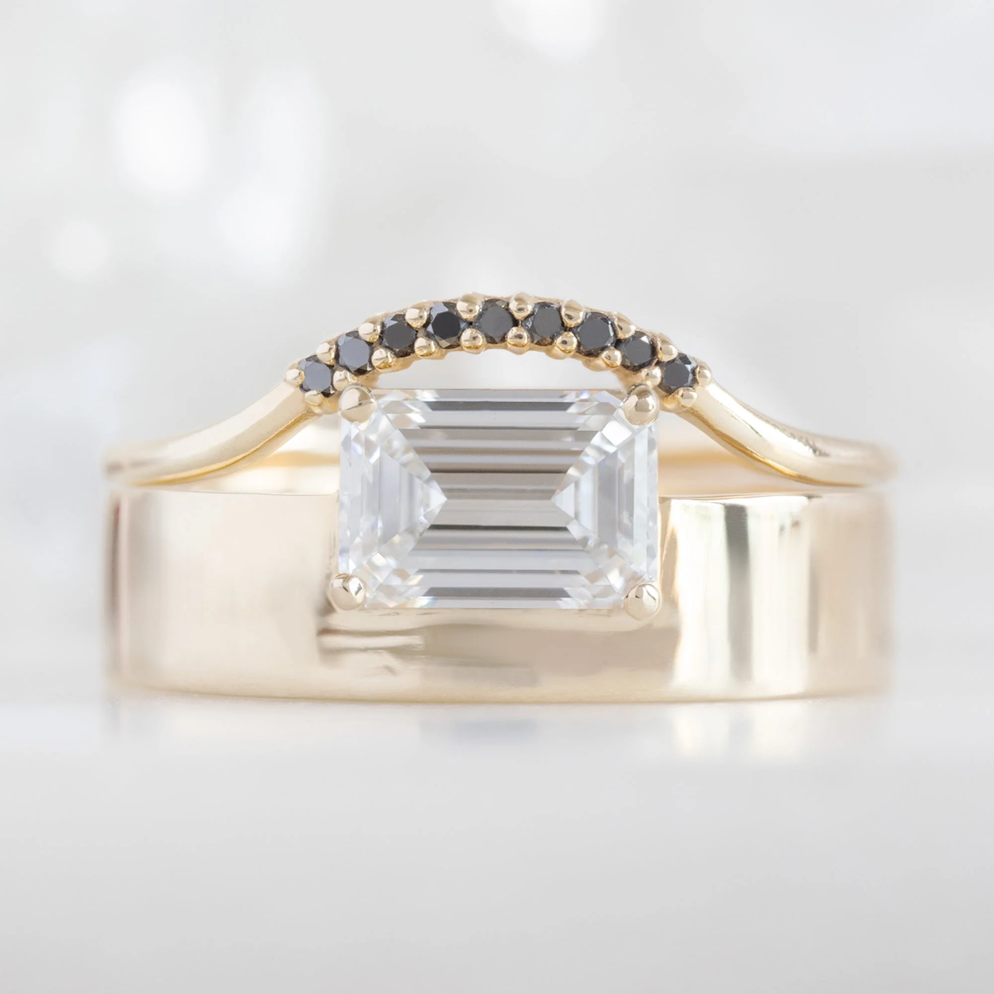 Black Diamond Pavé Arc Stacking Band | Yellow, Rose or White Gold - Image 5