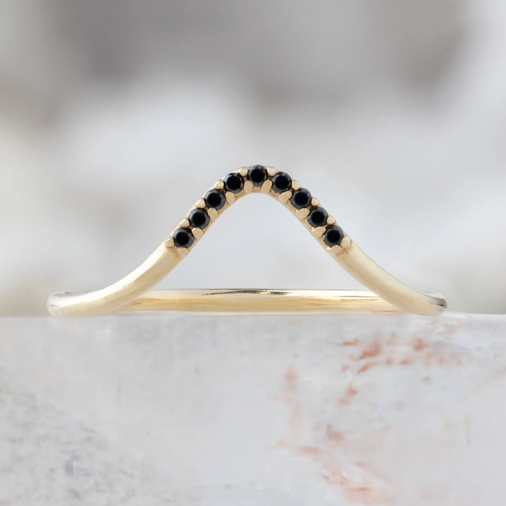 Black Diamond Pavé Peak Stacking Band | Yellow, Rose or White Gold - Image 4