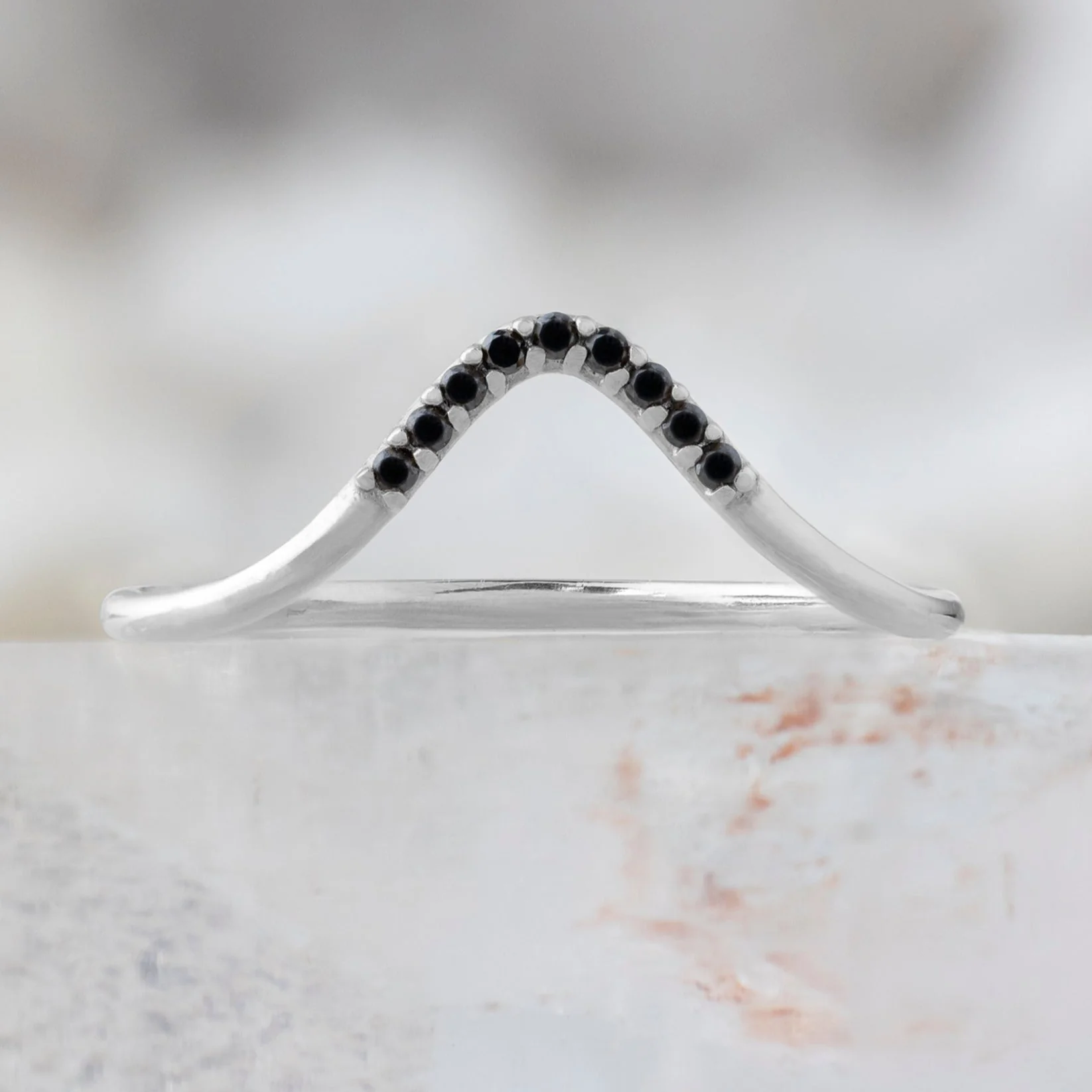 Black Diamond Pavé Peak Stacking Band | Yellow, Rose or White Gold - Image 6