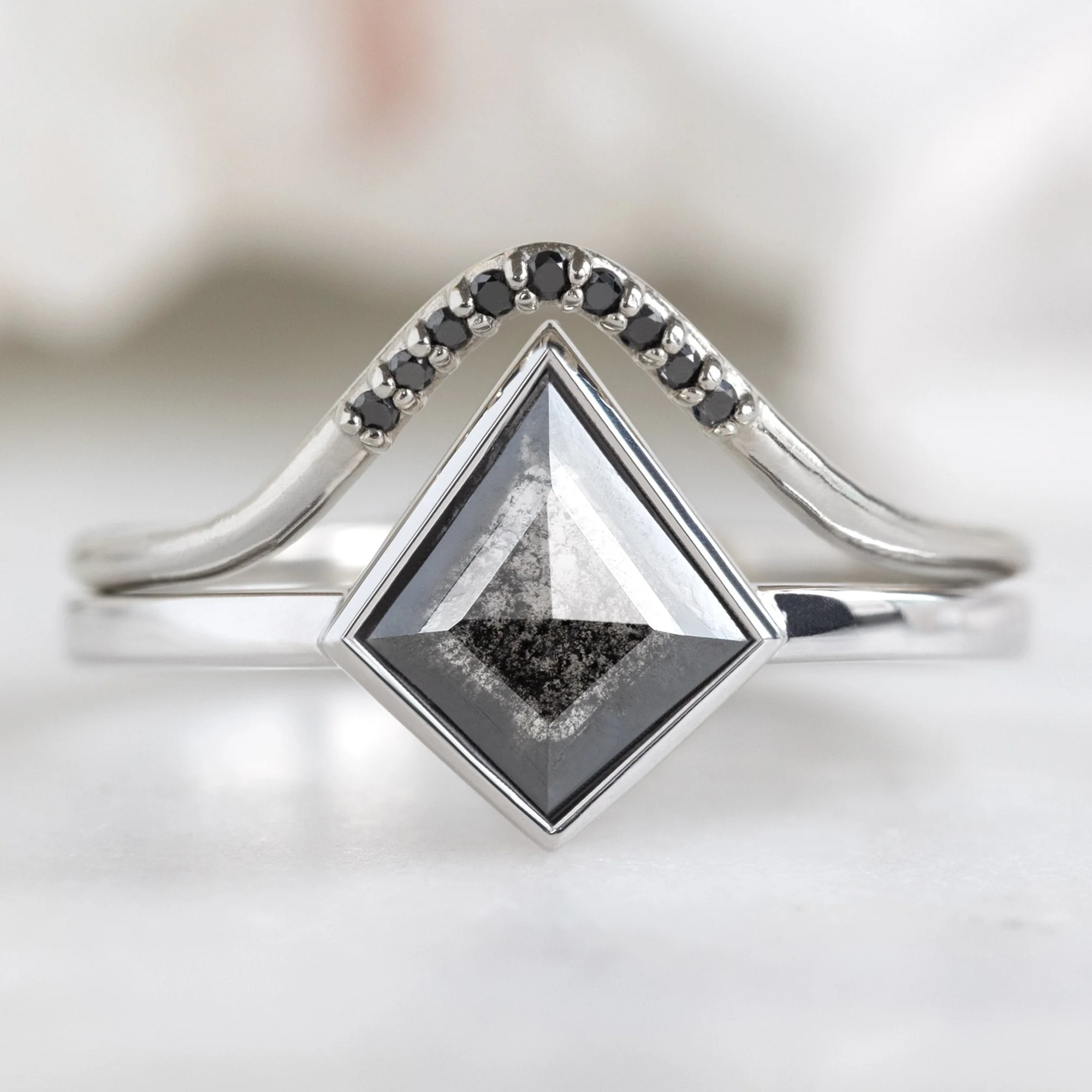 Black Diamond Pavé Peak Stacking Band | Yellow, Rose or White Gold - Image 7