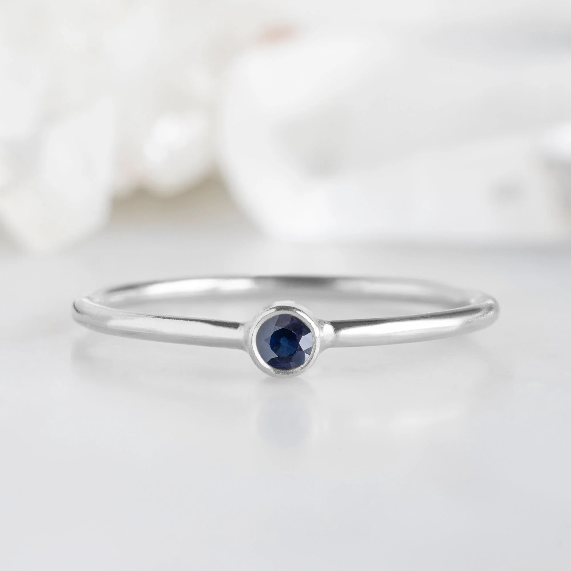 Sapphire Birthstone Stacking Ring | Yellow, Rose or White Gold - Image 5