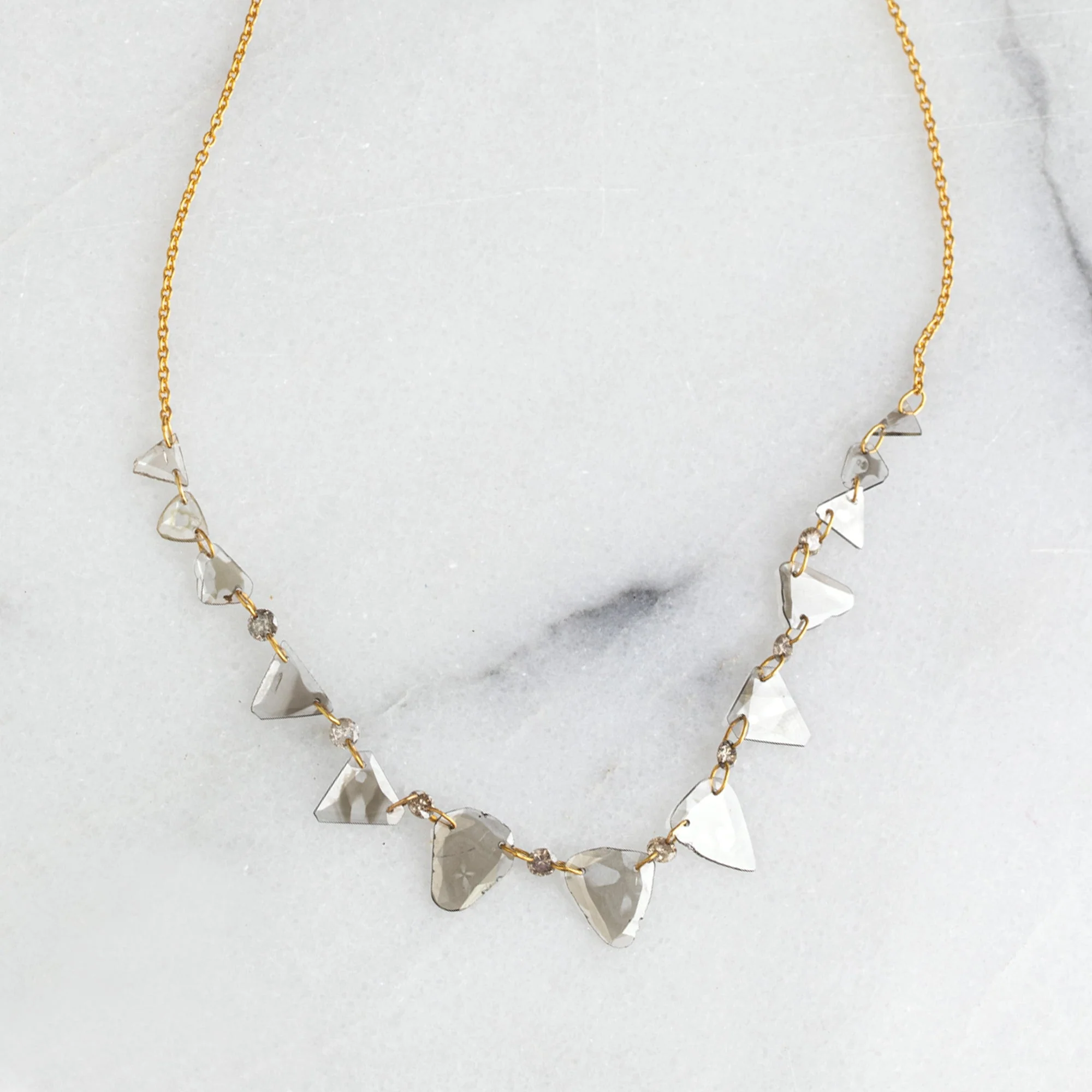 1.6ct Salt and Pepper Diamond Slice Pennant Necklace | Yellow Gold