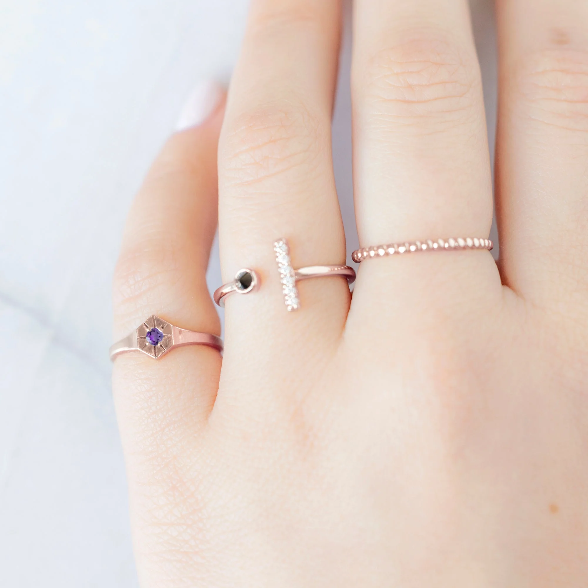 Amethyst Birthstone Signet Ring | Yellow, Rose or White Gold - Image 6