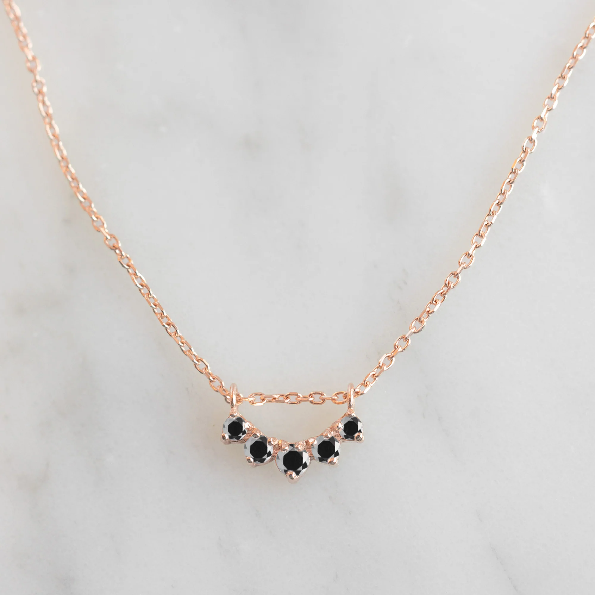 Black Diamond Sunburst Necklace | Yellow, Rose or White Gold