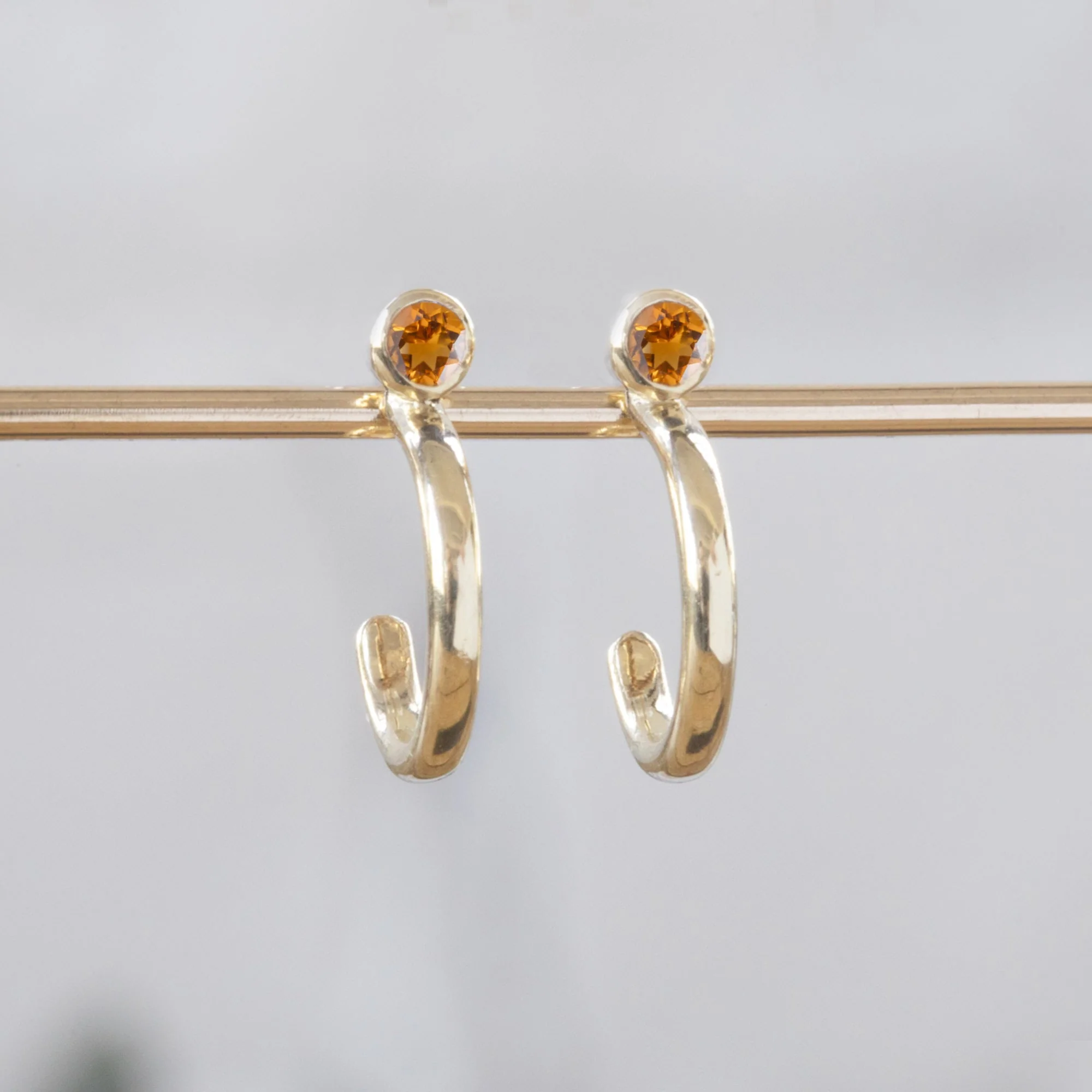 Citrine Birthstone Hoop Earrings | Yellow, Rose or White Gold