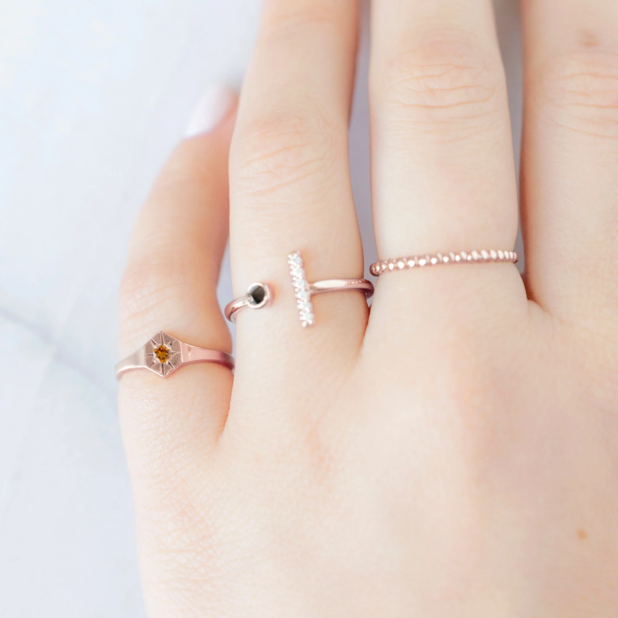 Citrine Birthstone Signet Ring | Yellow, Rose or White Gold - Image 6