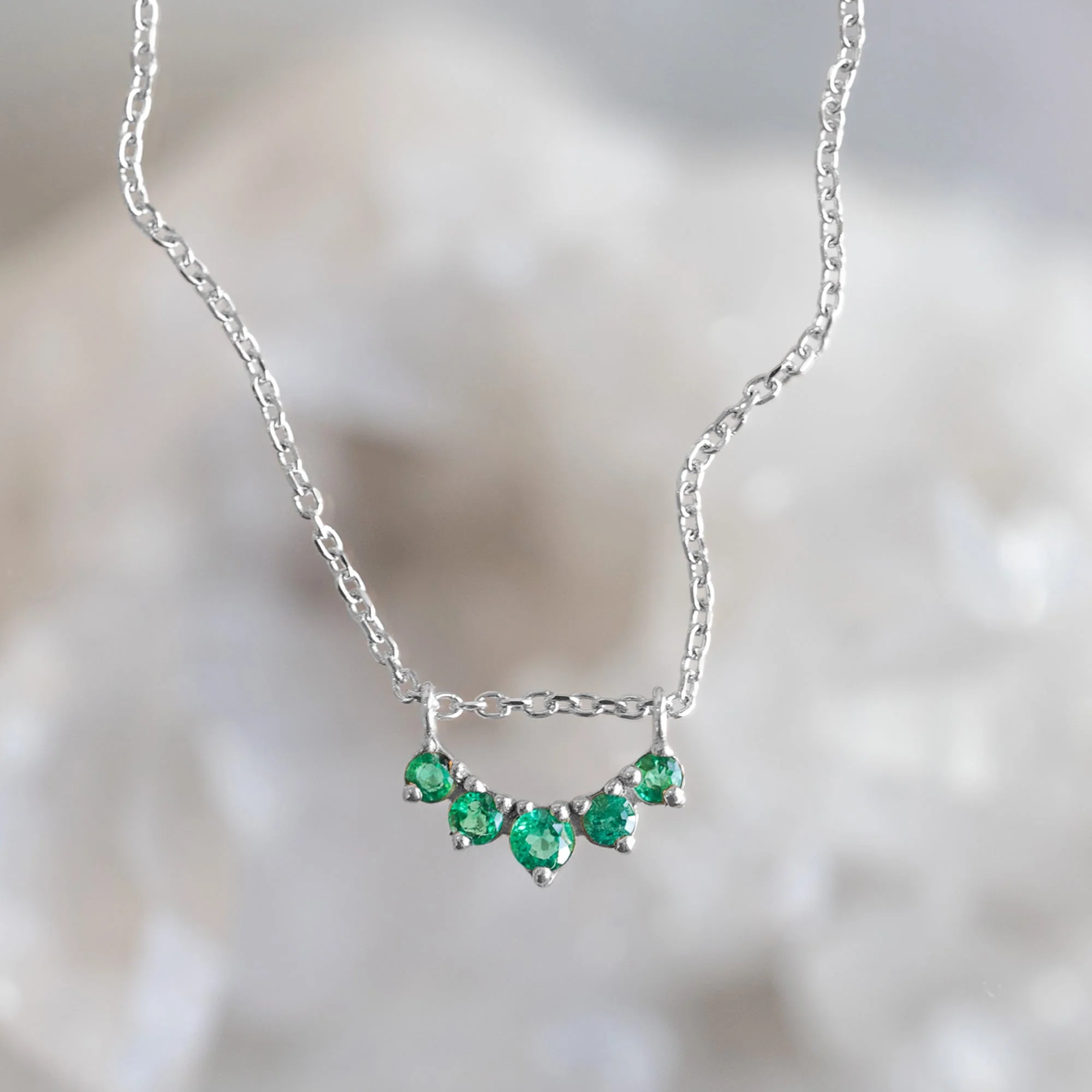 Emerald Gemstone Sunburst Necklace | Yellow, Rose or White Gold - Image 4