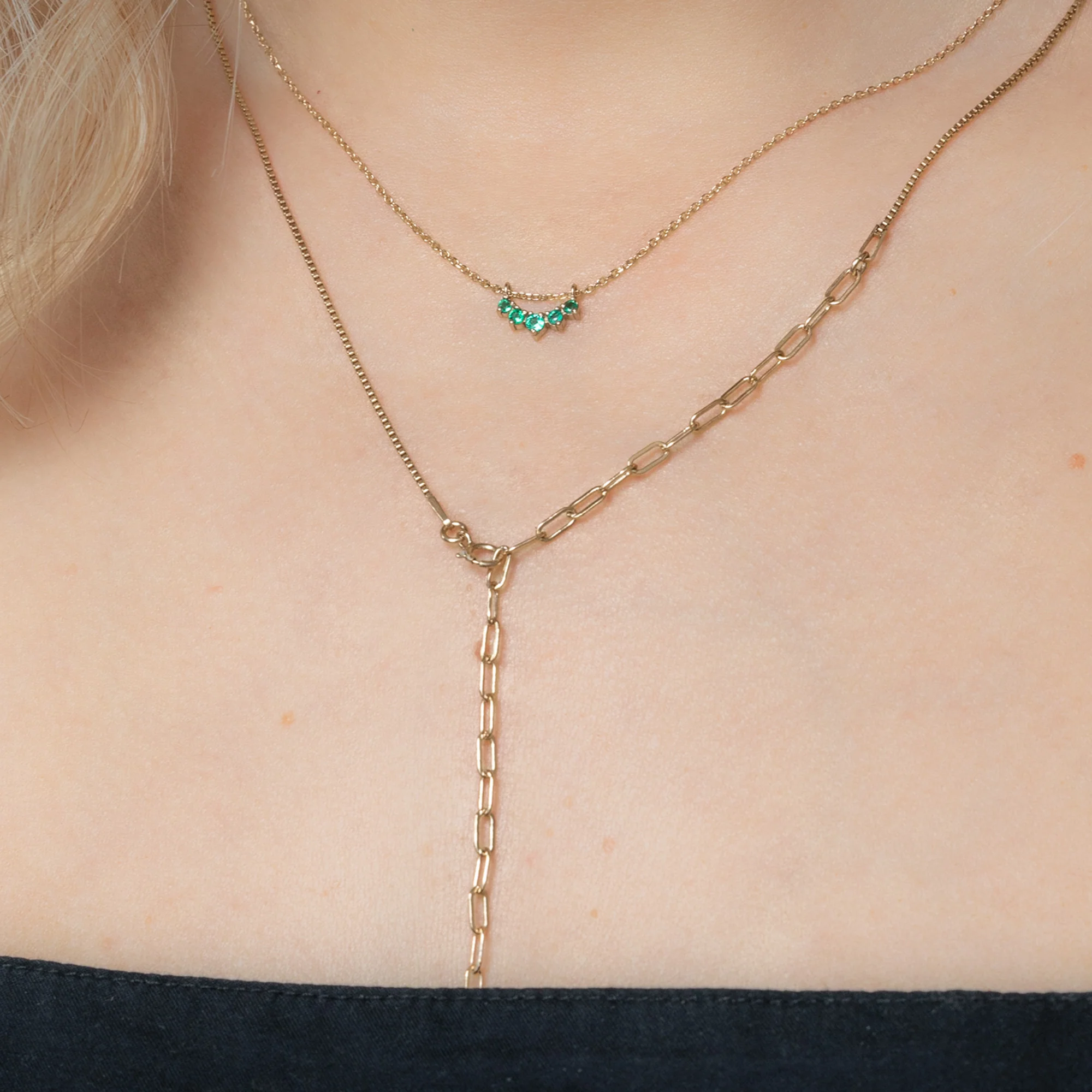 Emerald Gemstone Sunburst Necklace | Yellow, Rose or White Gold - Image 9