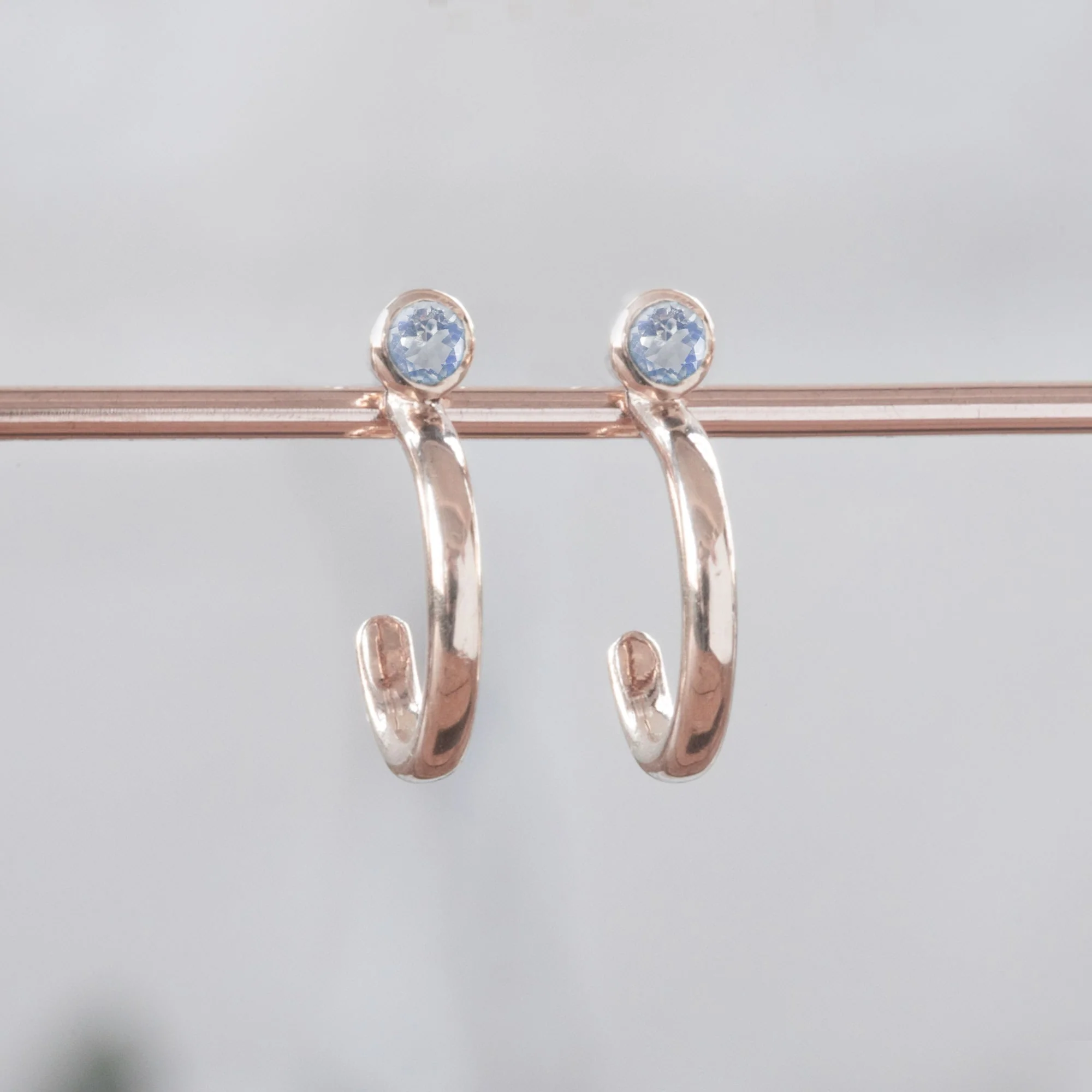 Moonstone Birthstone Hoop Earrings | Yellow, Rose or White Gold - Image 3