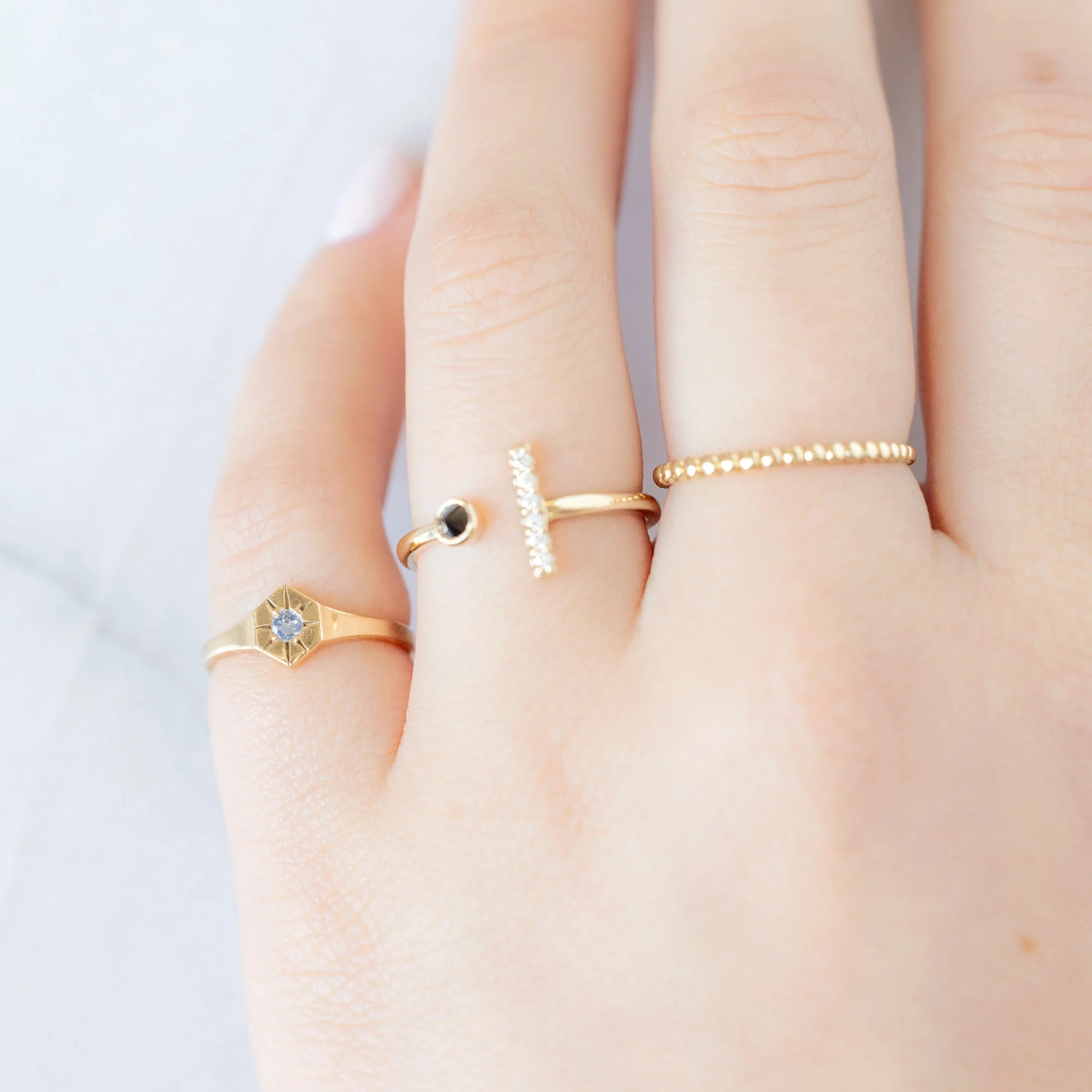 Moonstone Birthstone Signet Ring | Yellow, Rose or White Gold - Image 3