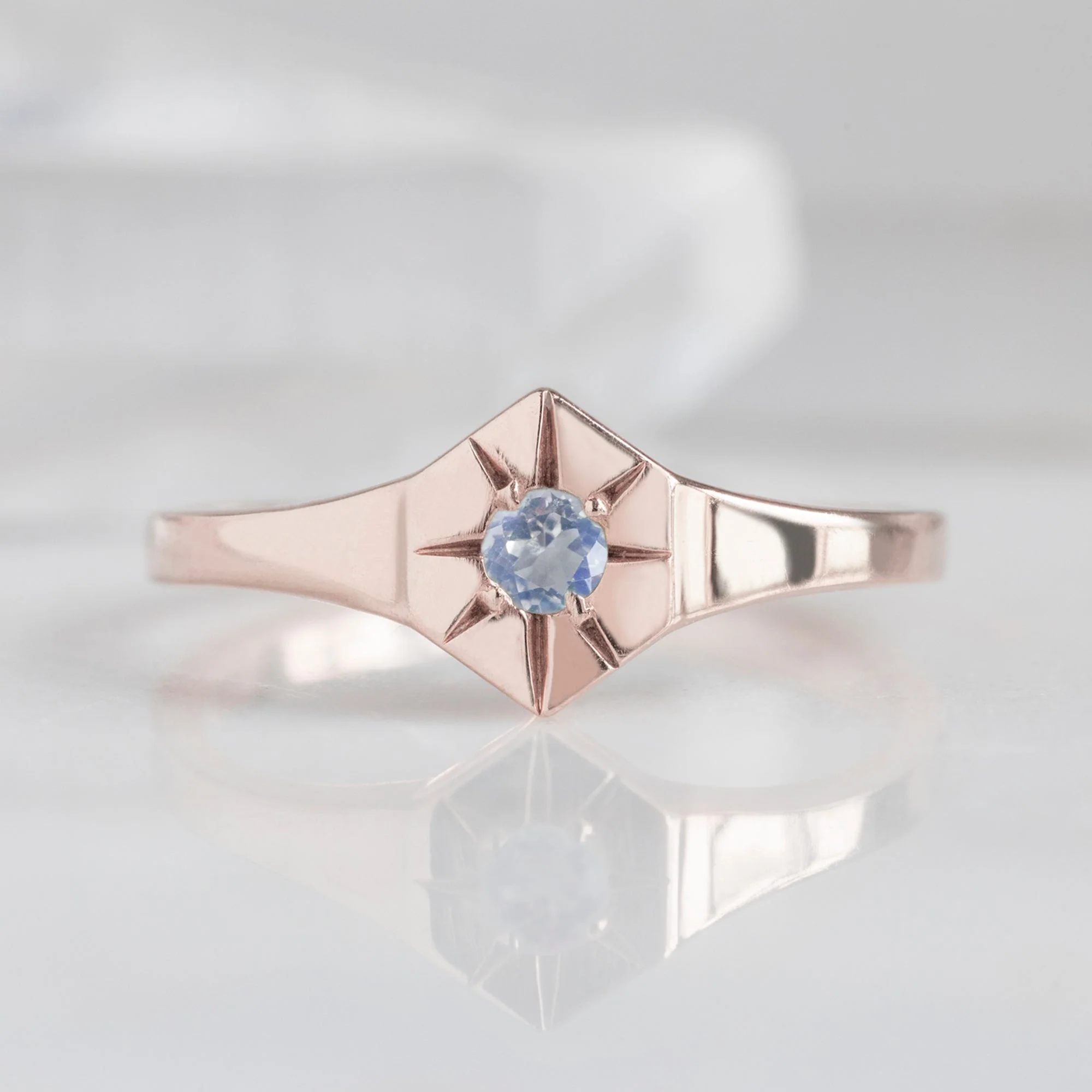 Moonstone Birthstone Signet Ring | Yellow, Rose or White Gold - Image 4