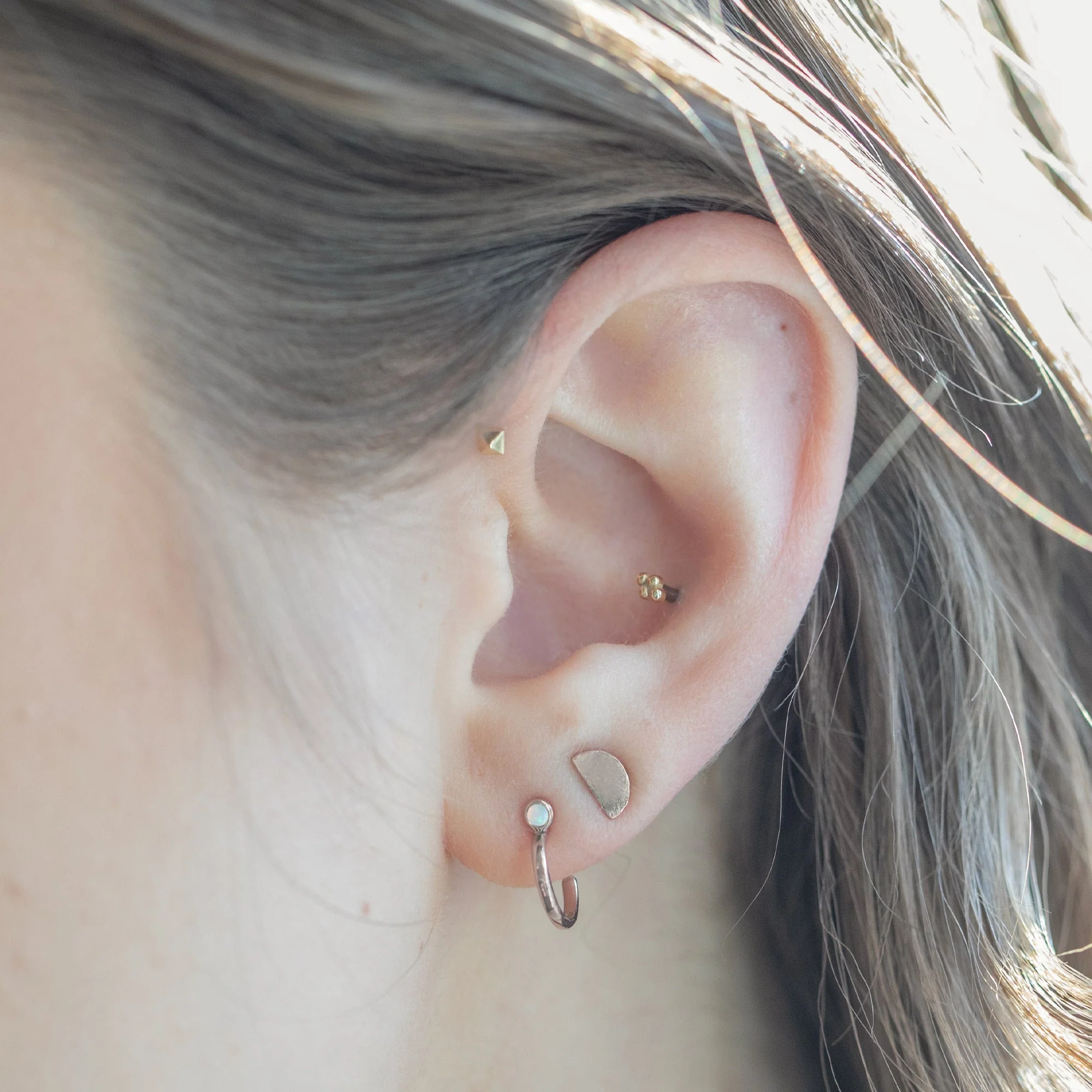 Opal Birthstone Hoop Earrings | Yellow, Rose or White Gold - Image 4