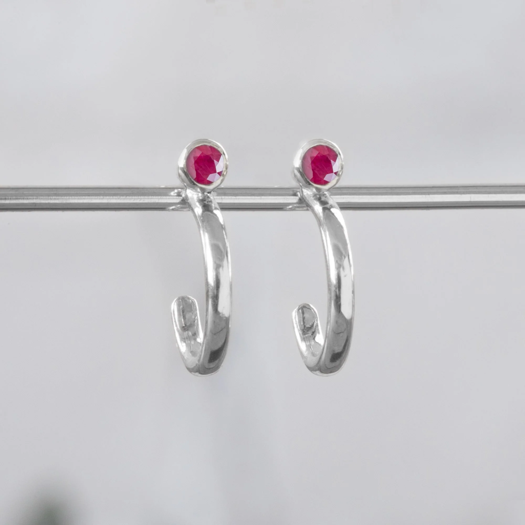 Ruby Birthstone Hoop Earrings | Yellow, Rose or White Gold - Image 5