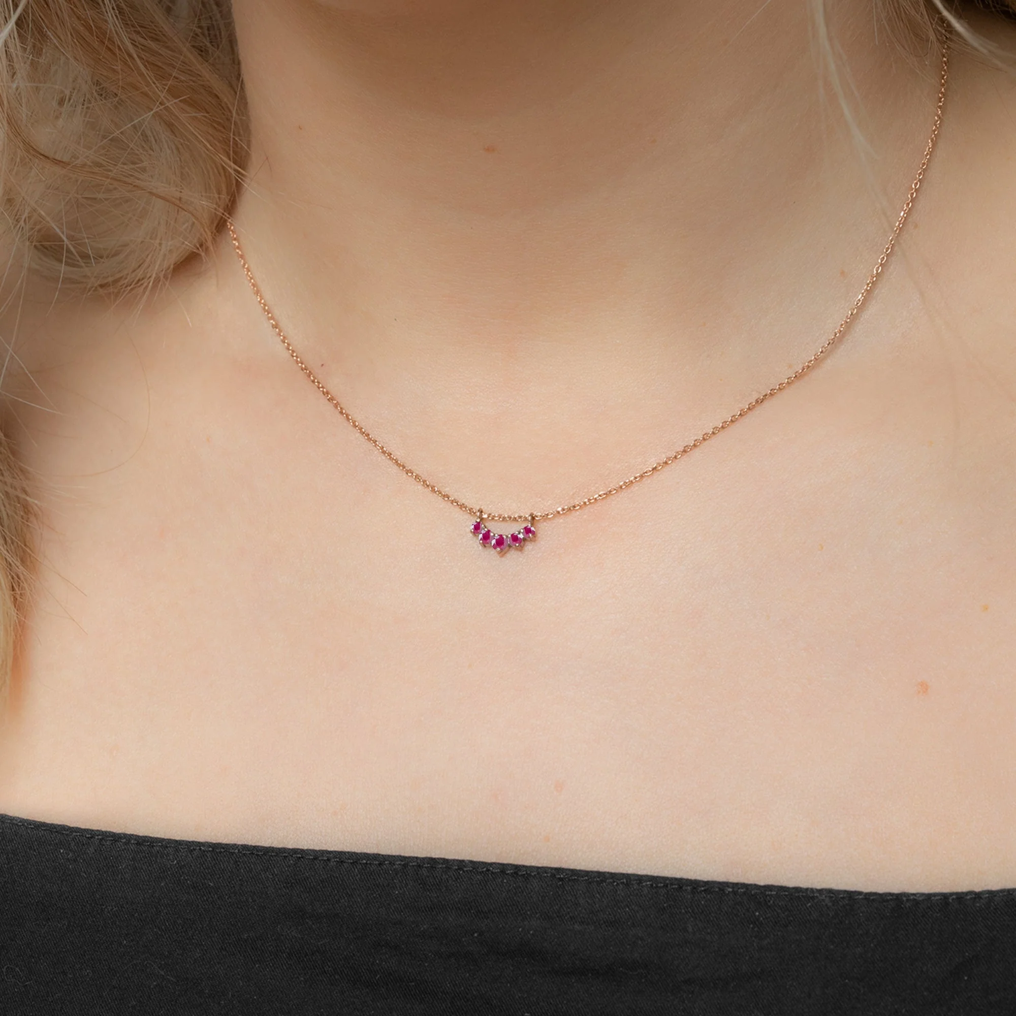 Ruby Gemstone Sunburst Necklace | Yellow, Rose or White Gold - Image 2