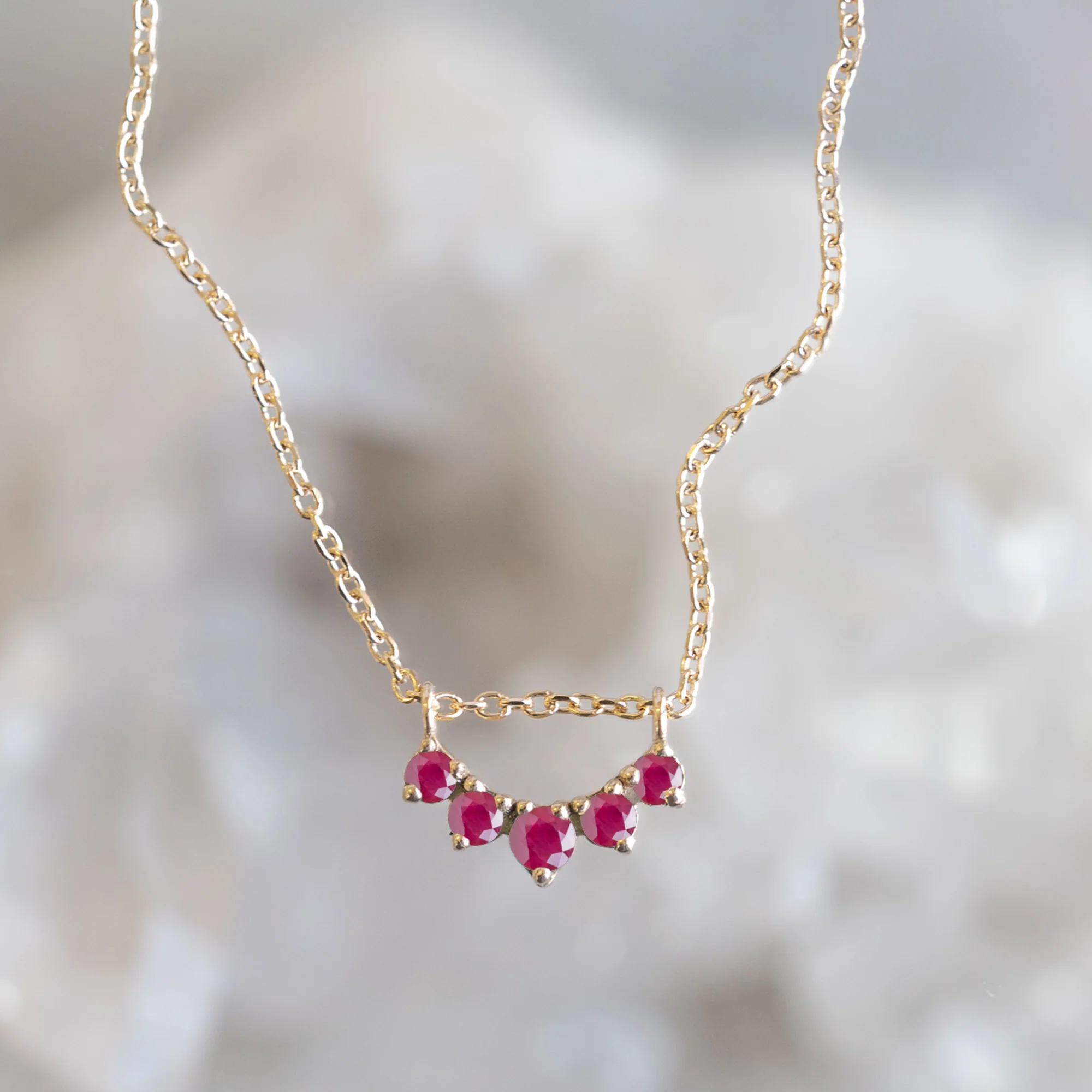 Ruby Gemstone Sunburst Necklace | Yellow, Rose or White Gold - Image 7