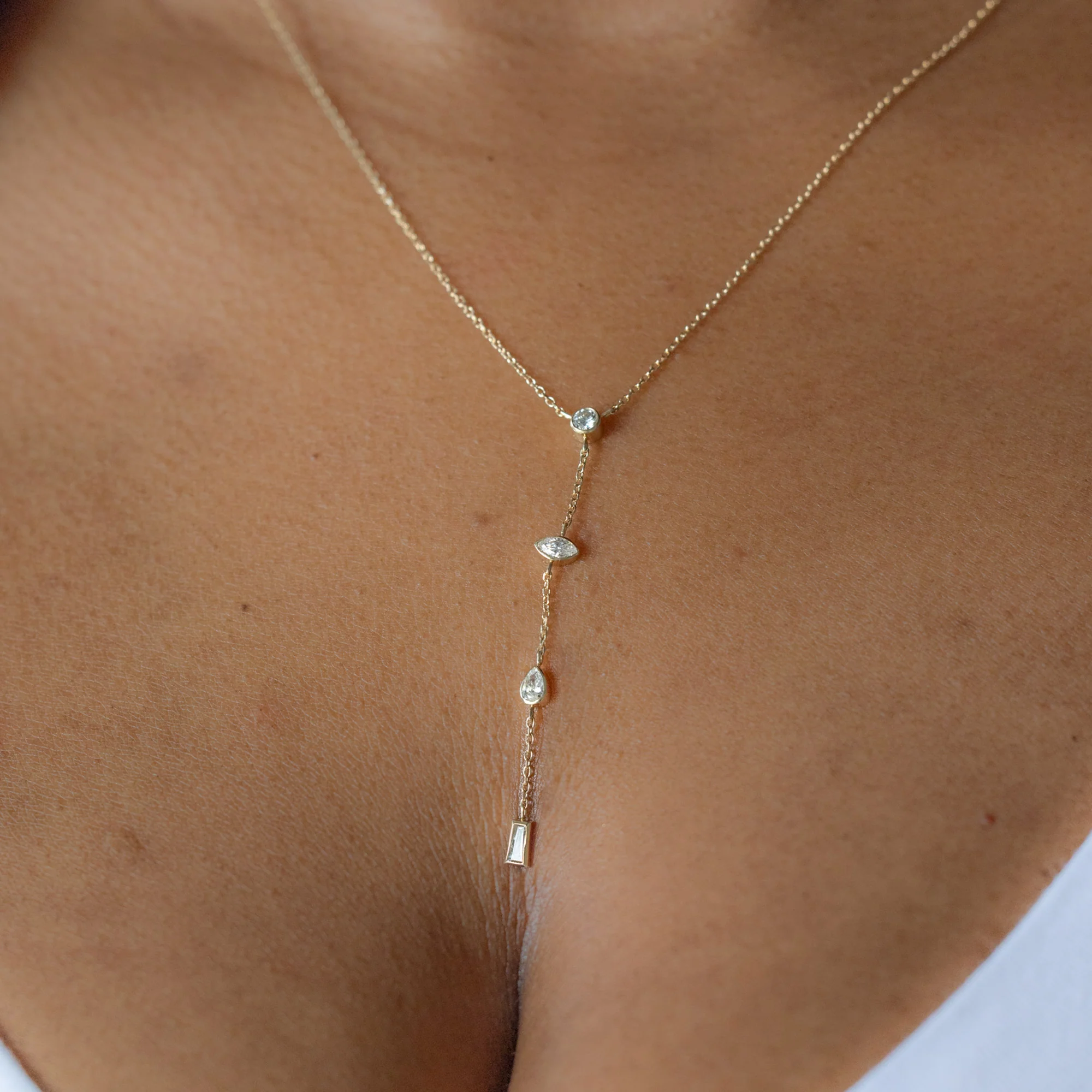 ‘Date Night’ Diamond Lariat Necklace | Yellow Gold - Image 2