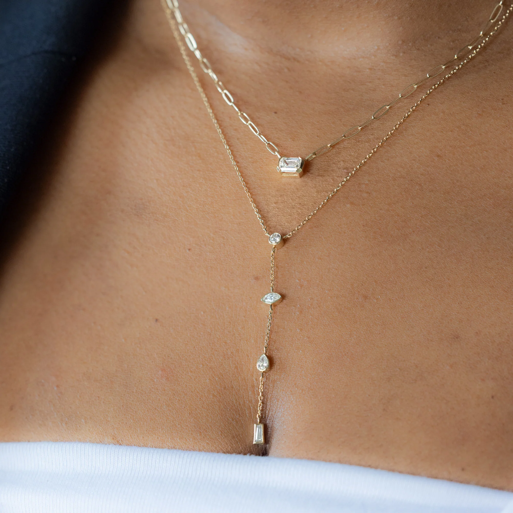 ‘Date Night’ Diamond Lariat Necklace | Yellow Gold - Image 3