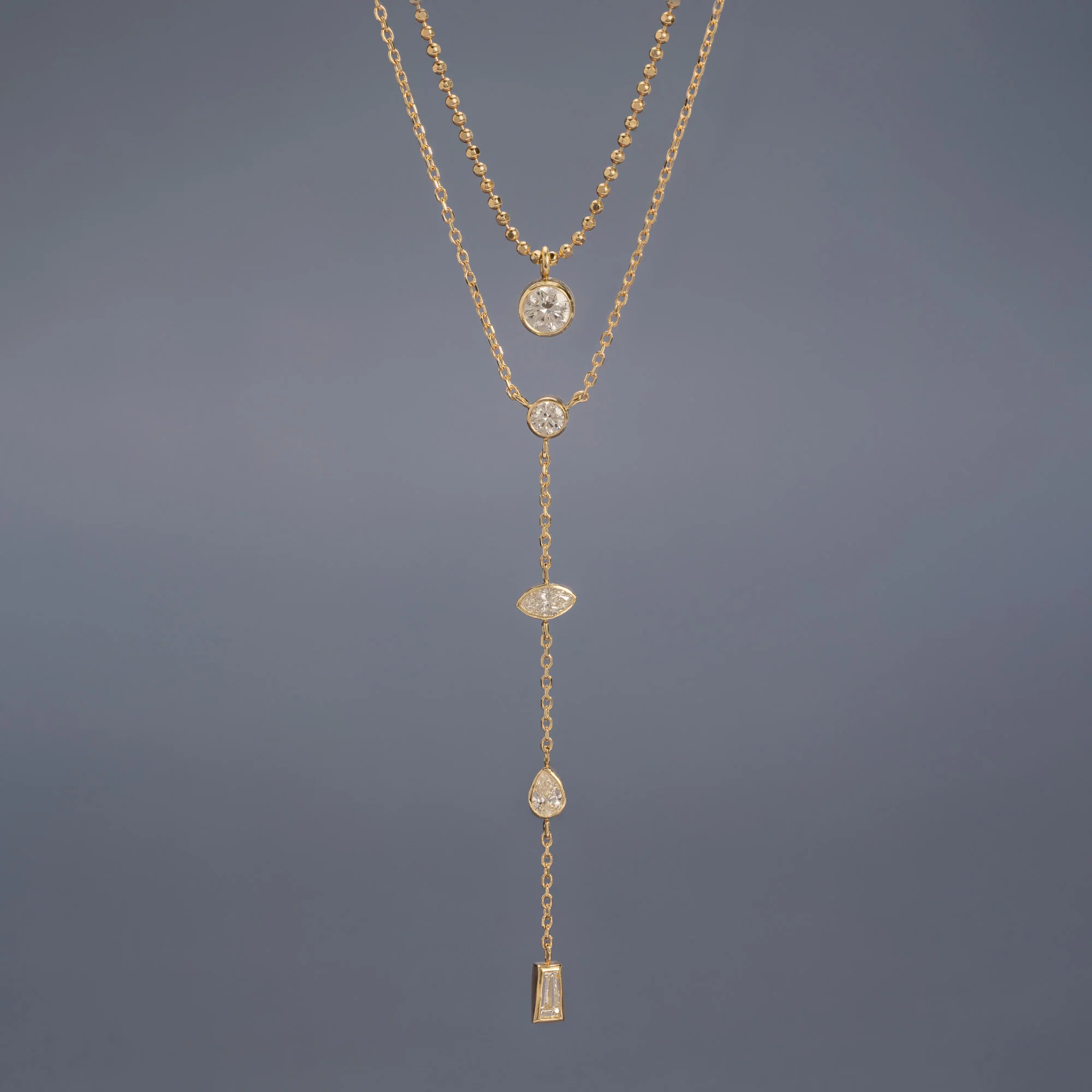 ‘Date Night’ Diamond Lariat Necklace | Yellow Gold - Image 4
