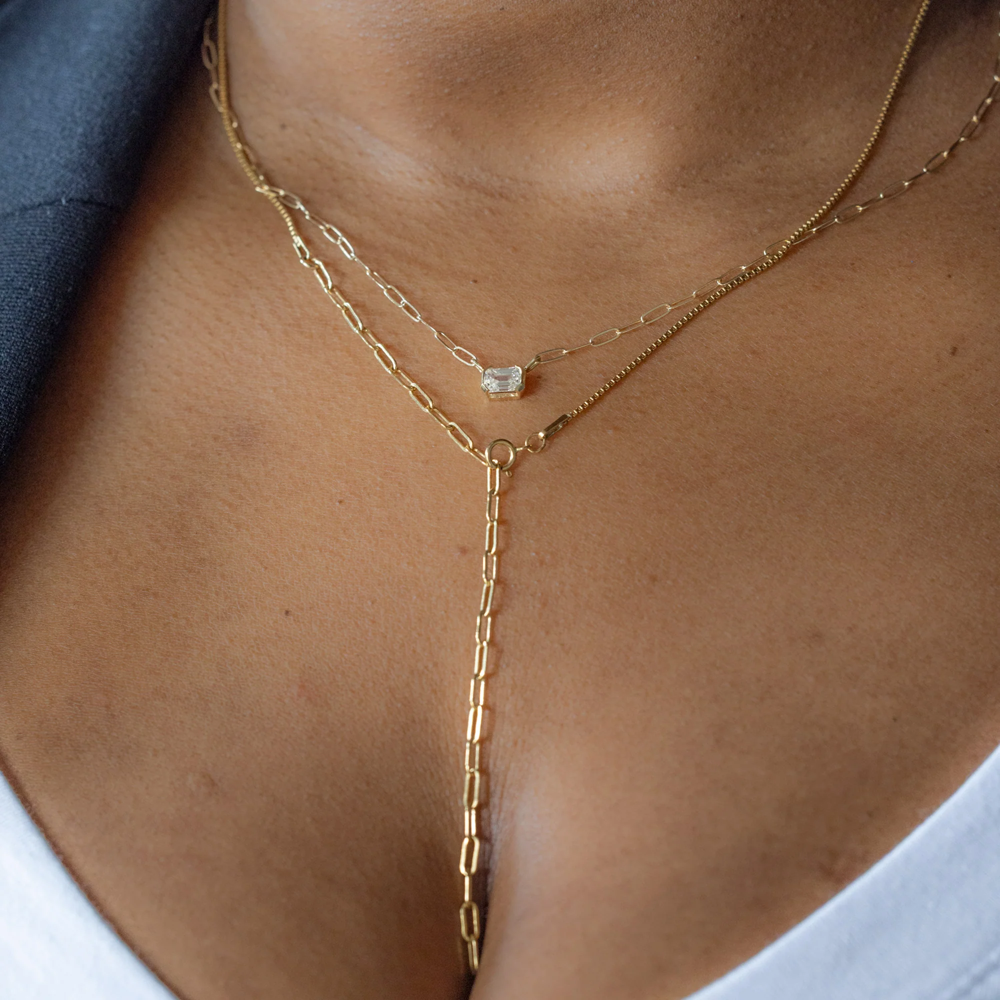 Deco Diamond Solitaire Necklace | Yellow Gold - Image 5