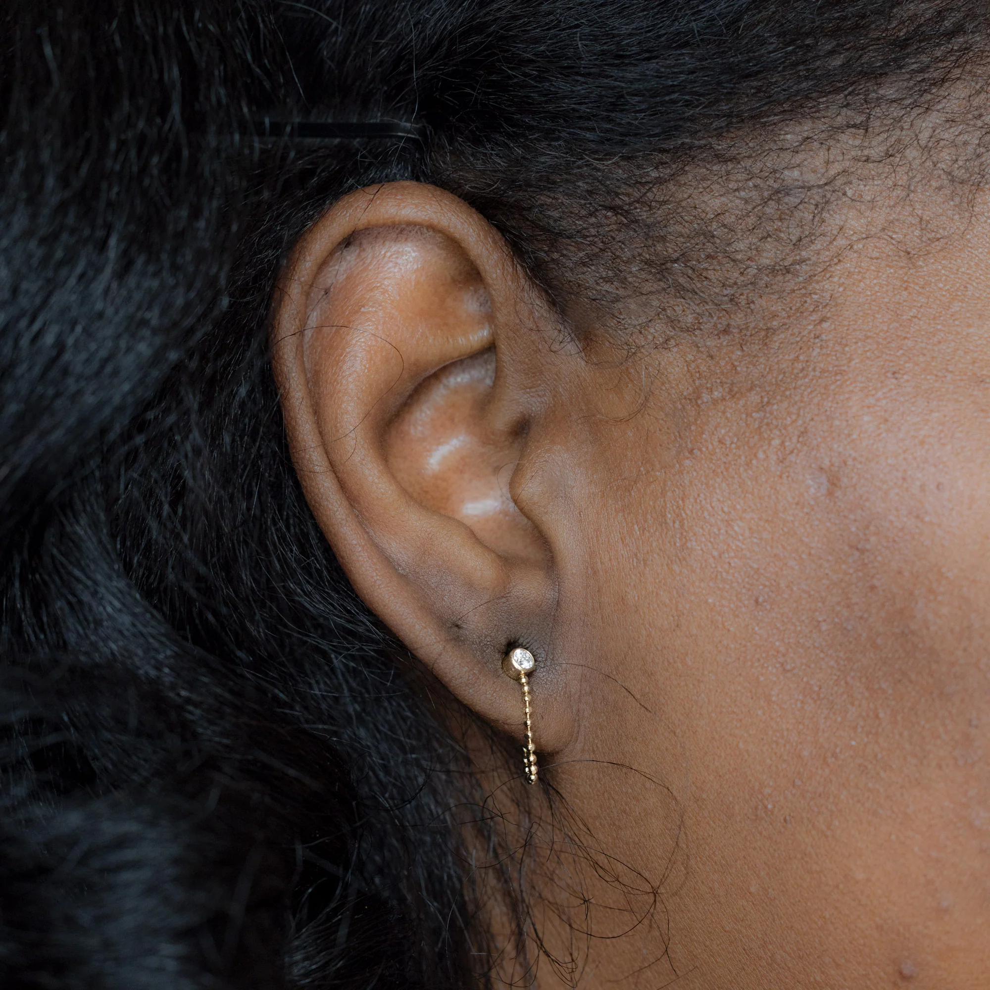 Diamond Chain Hoop Earrings | Yellow Gold - Image 2