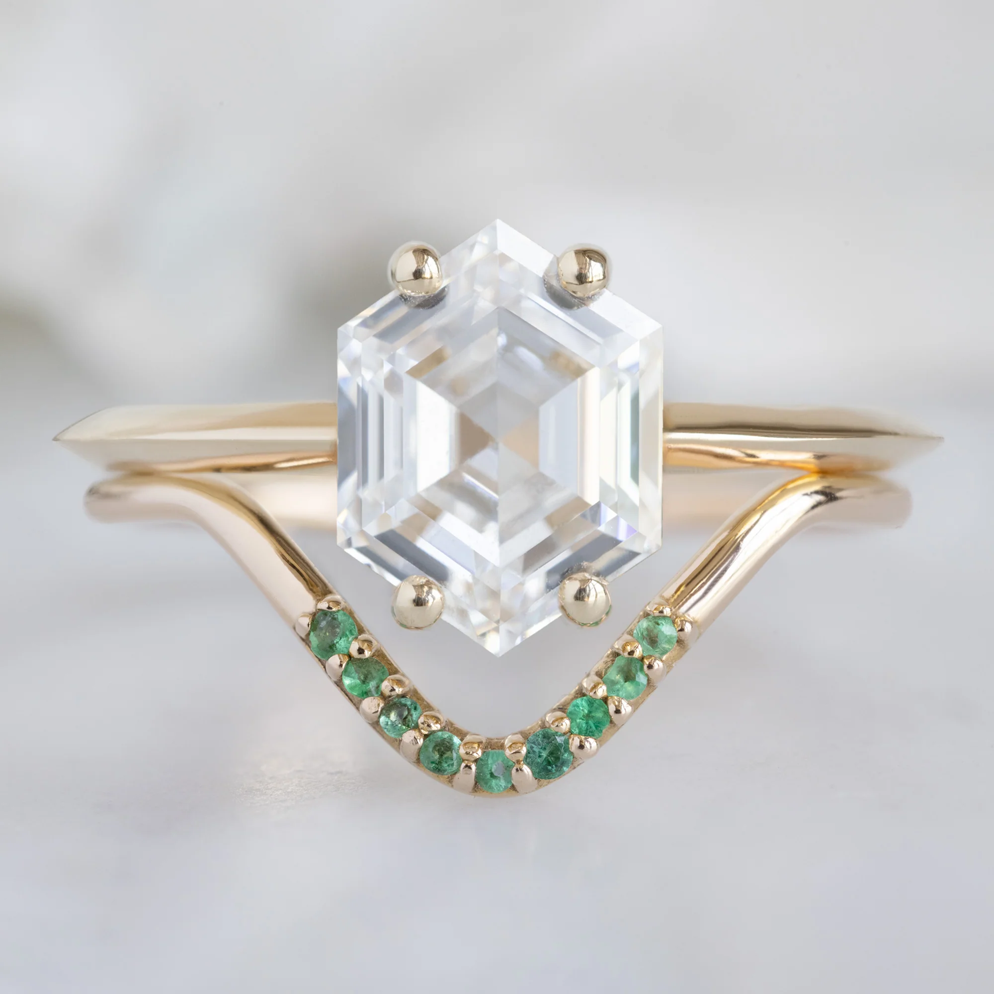 Emerald Pavé Peak Stacking Band | Yellow, Rose or White Gold - Image 4