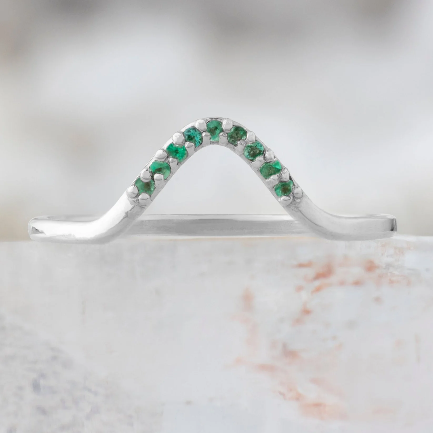 Emerald Pavé Peak Stacking Band | Yellow, Rose or White Gold - Image 5