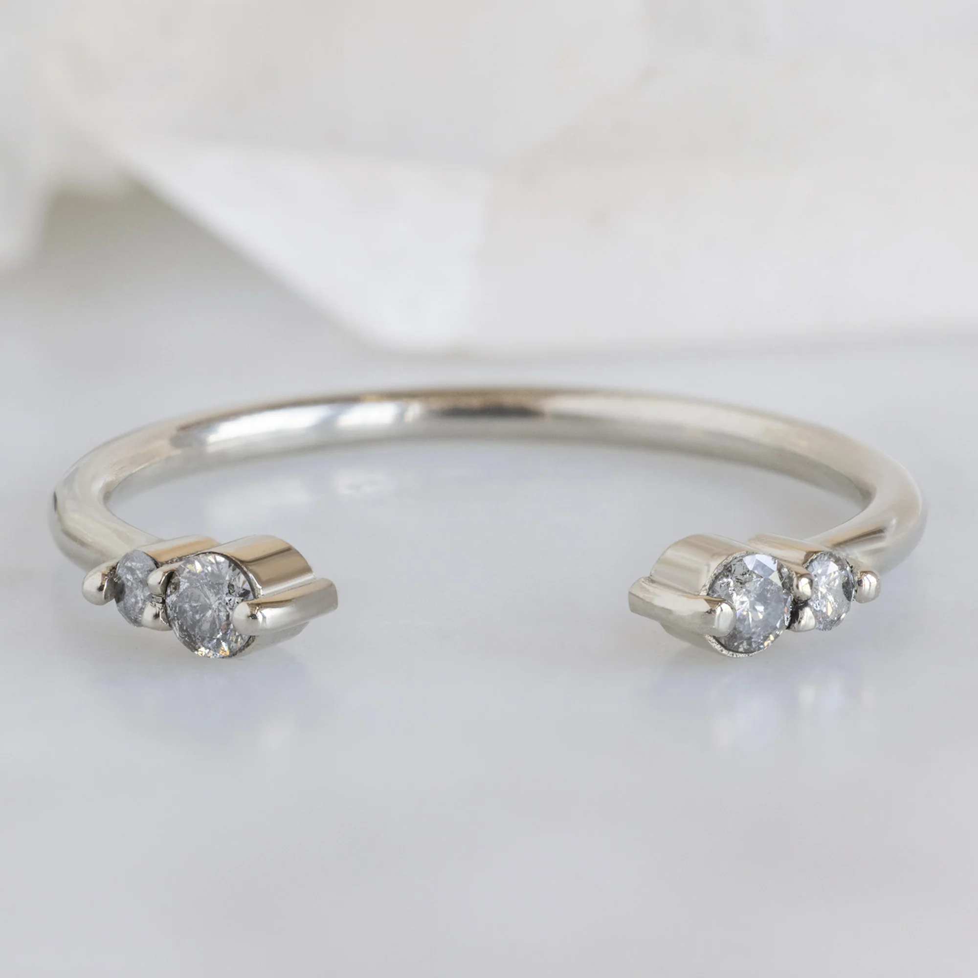 The Luxe Open Cuff Round Diamond Stacking Band | 14K Gold - Image 11