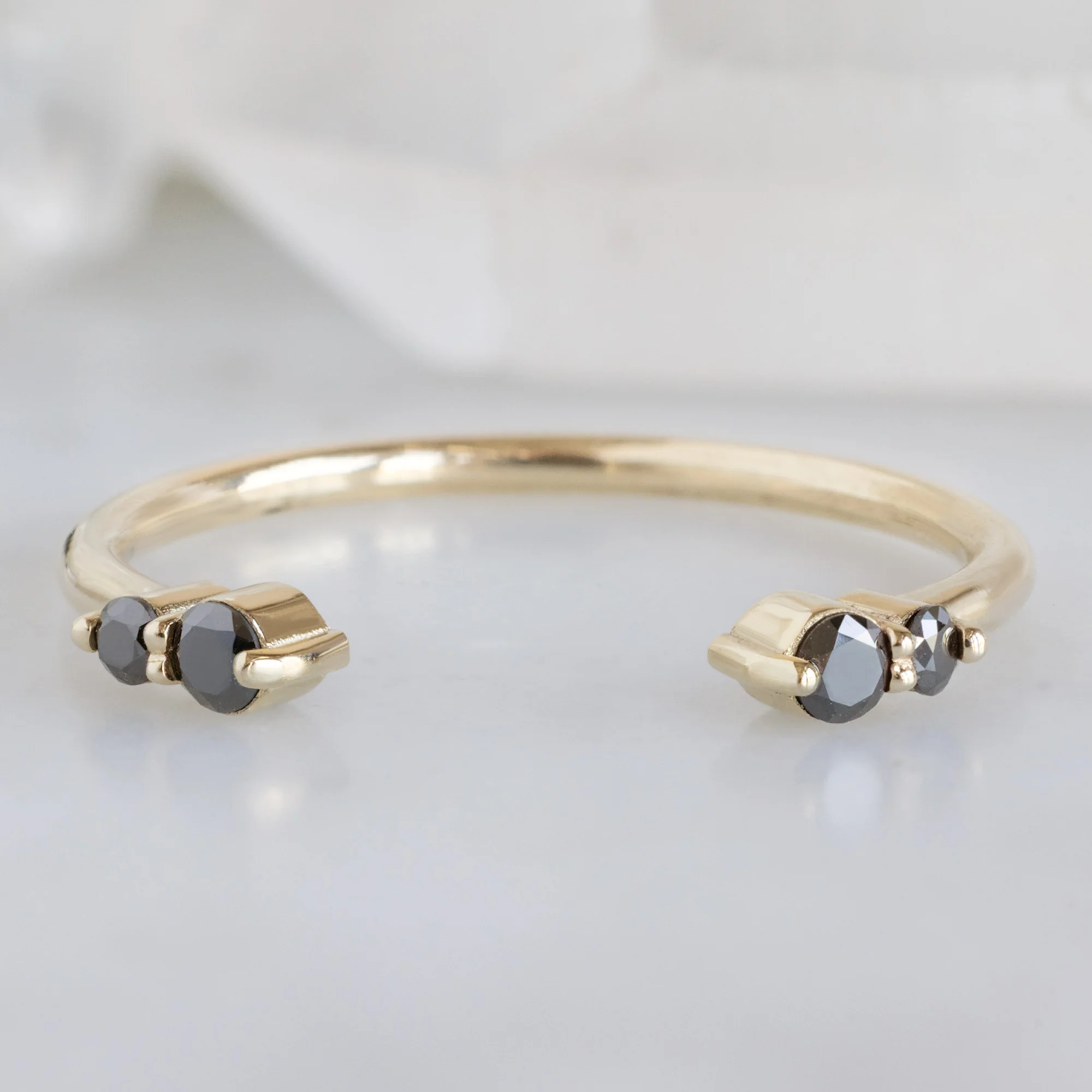 The Luxe Open Cuff Round Diamond Stacking Band | 14K Gold - Image 13