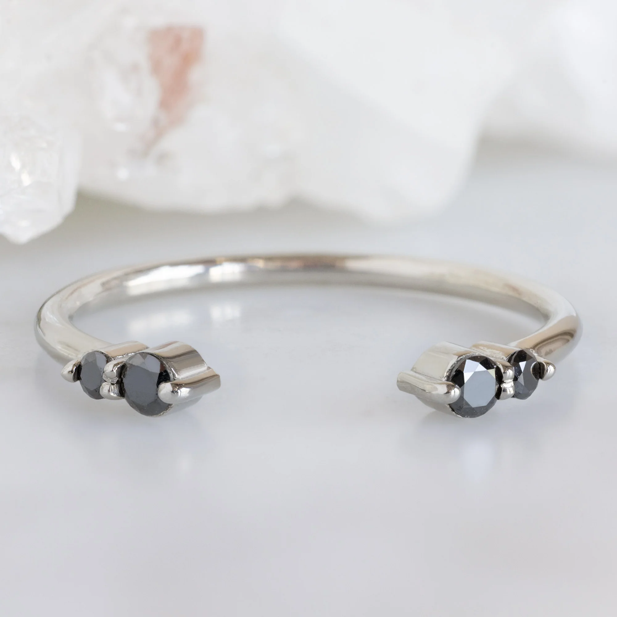 The Luxe Open Cuff Round Diamond Stacking Band | 14K Gold - Image 17