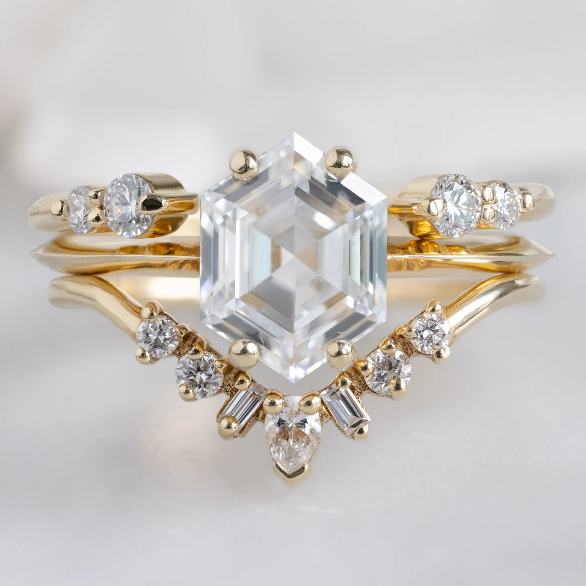The Luxe Open Cuff Round Diamond Stacking Band | 14K Gold - Image 2