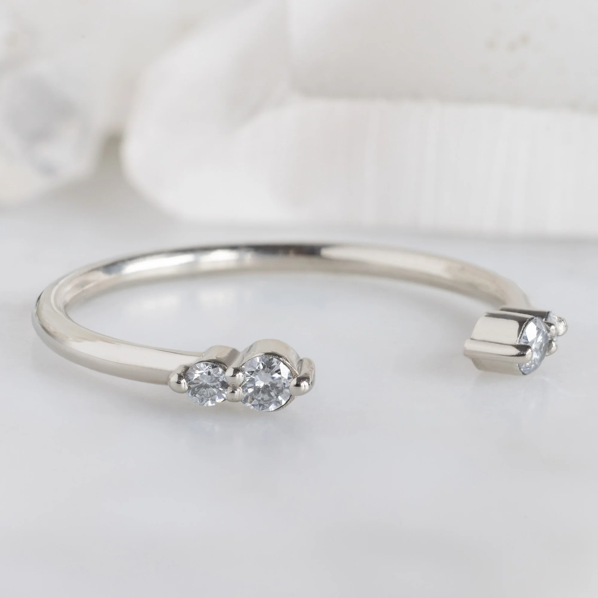The Luxe Open Cuff Round Diamond Stacking Band | 14K Gold - Image 5