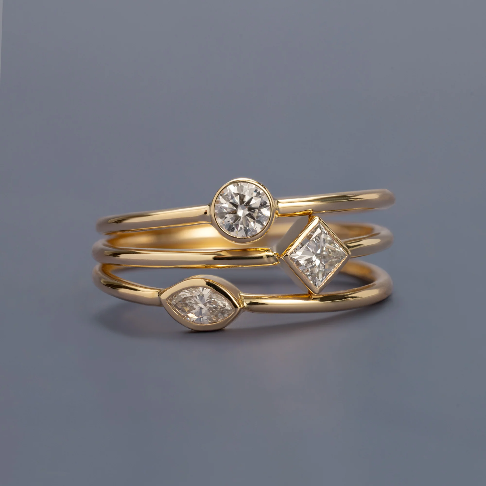Geometric Diamond Stacking Ring | Yellow Gold - Image 3