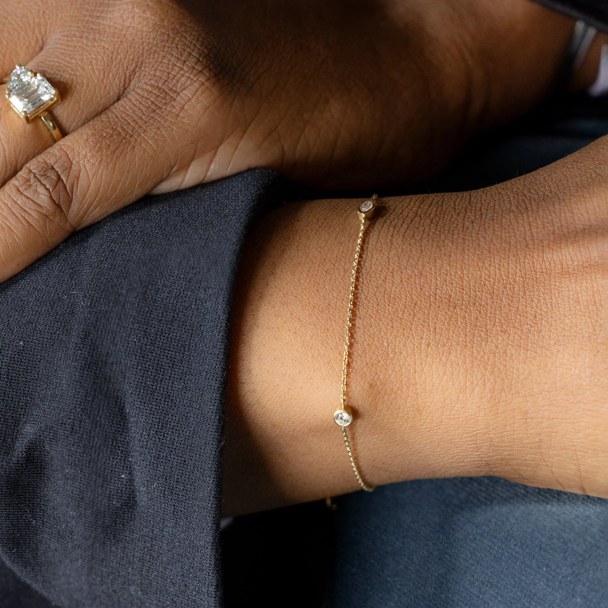 Marquise Diamond Chain Bracelet | Yellow Gold - Image 2