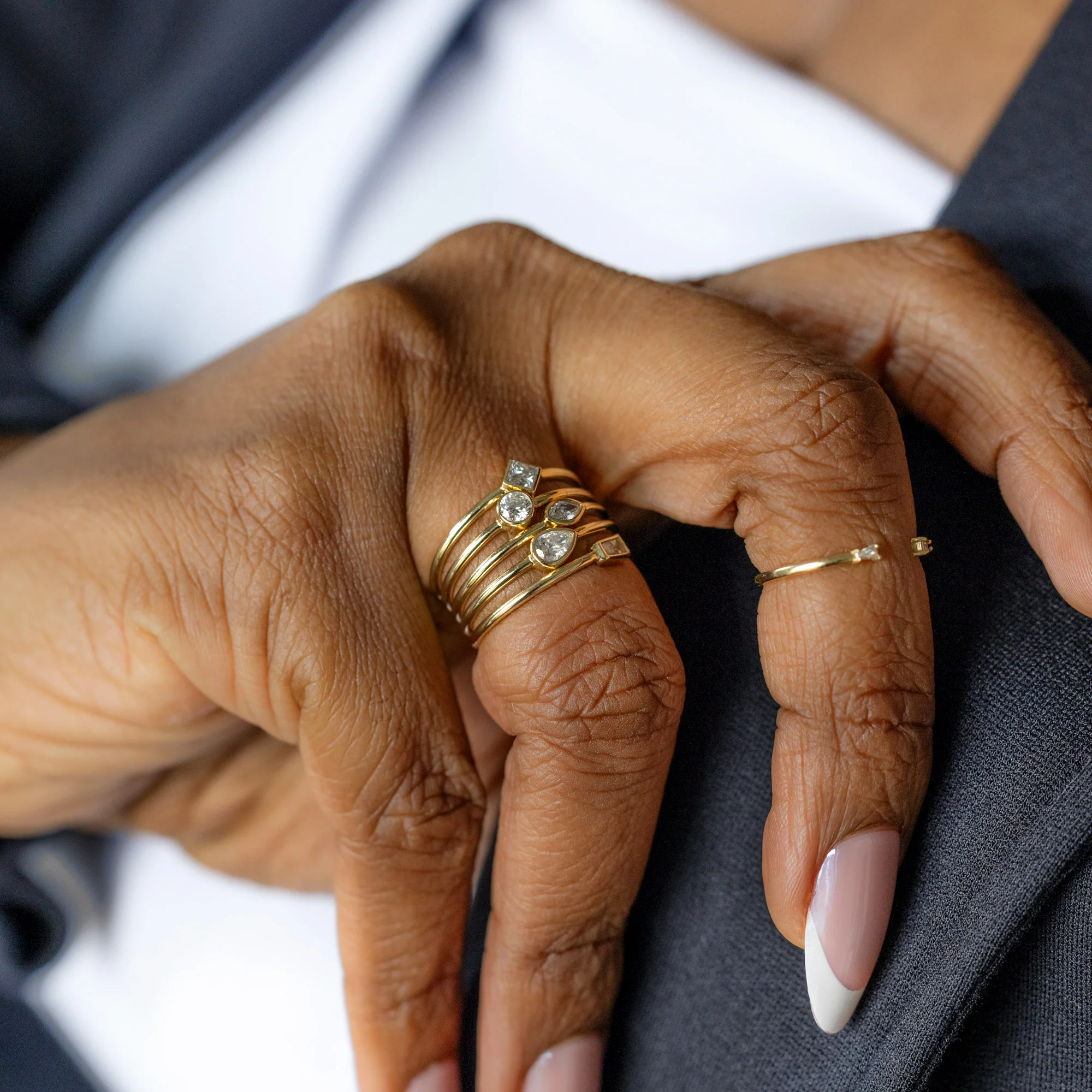 Marquise Diamond Stacking Ring | Yellow Gold - Image 4