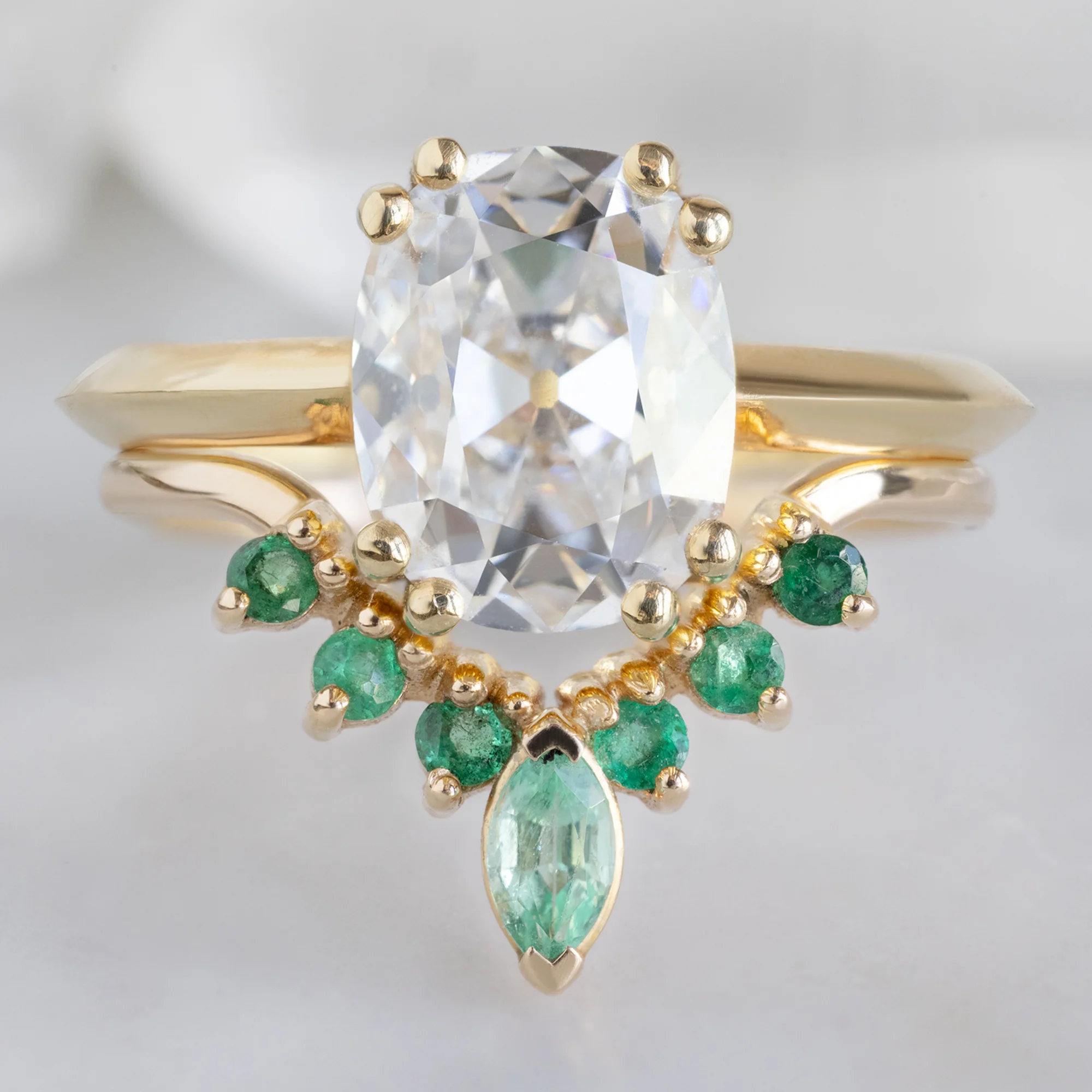 Emerald Marquise Sunburst Stacking Band | Yellow, Rose or White Gold - Image 4
