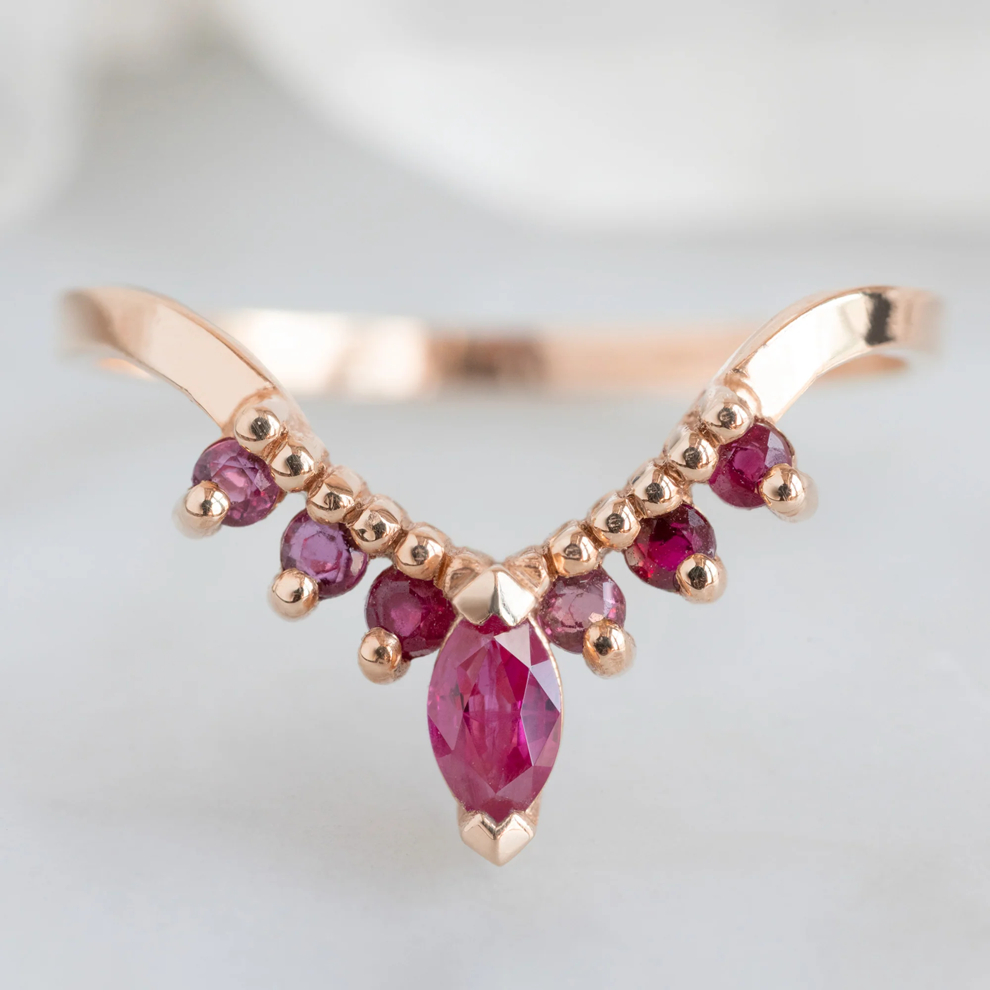 Ruby Marquise Sunburst Stacking Band | Yellow, Rose or White Gold - Image 3