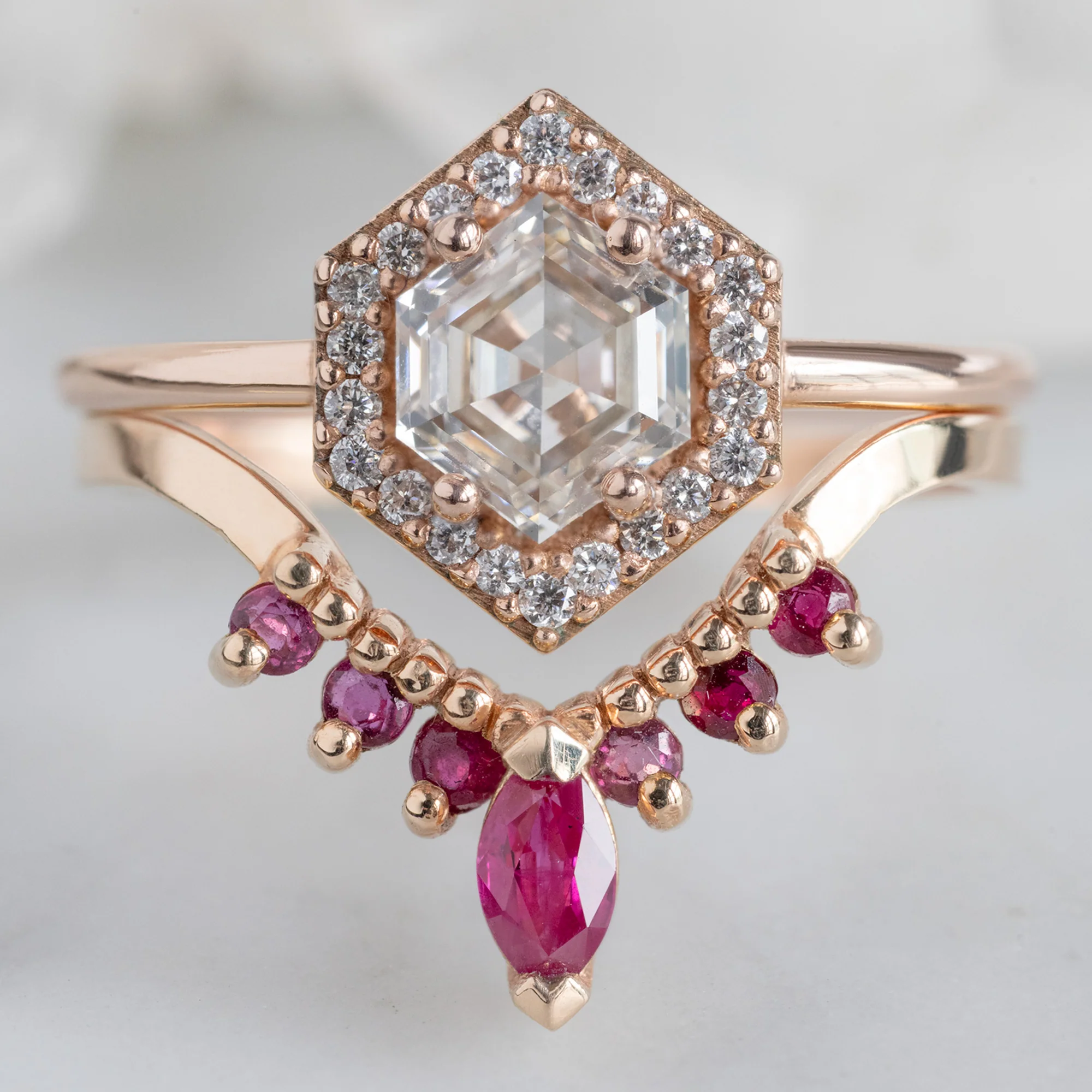 Ruby Marquise Sunburst Stacking Band | Yellow, Rose or White Gold - Image 4