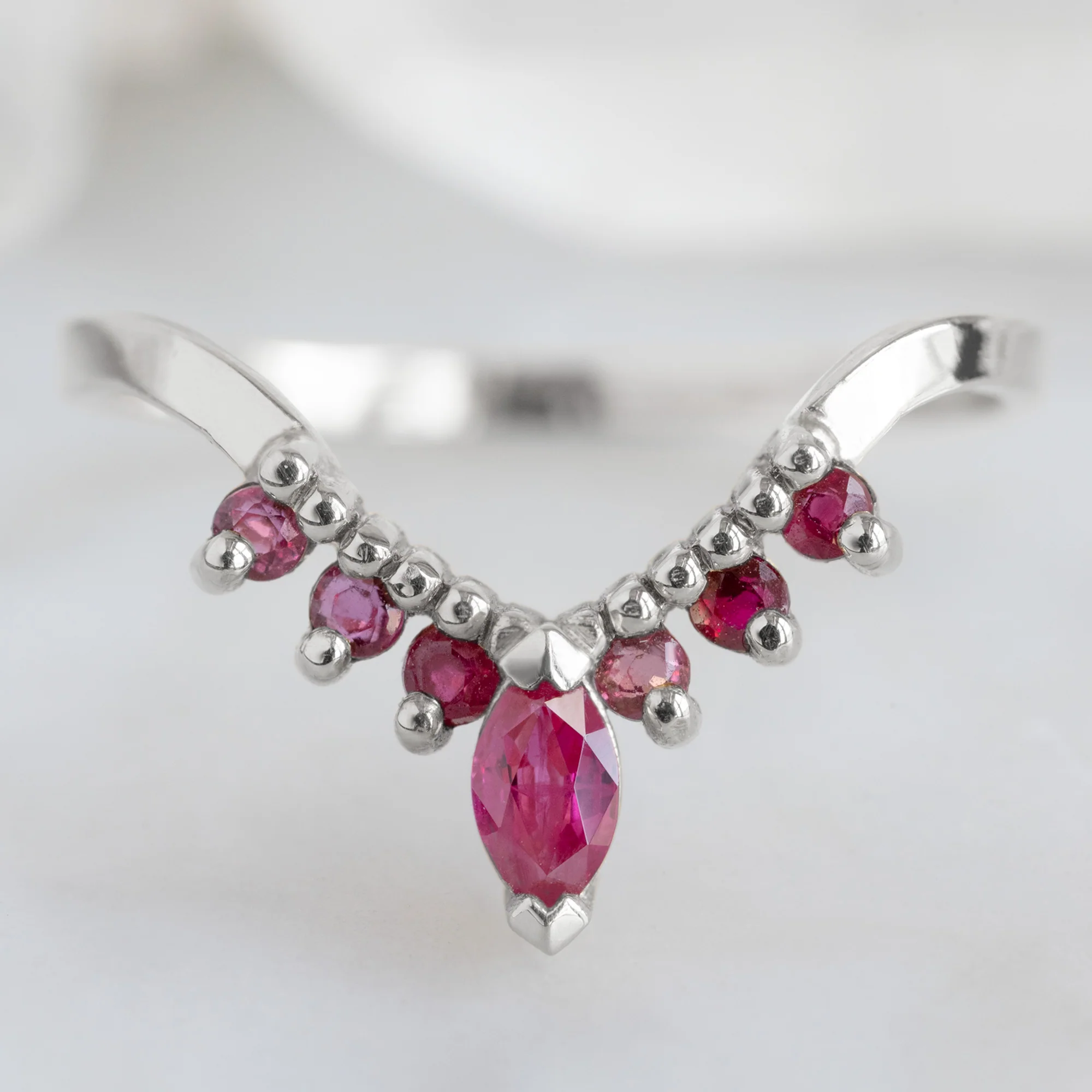 Ruby Marquise Sunburst Stacking Band | Yellow, Rose or White Gold - Image 5