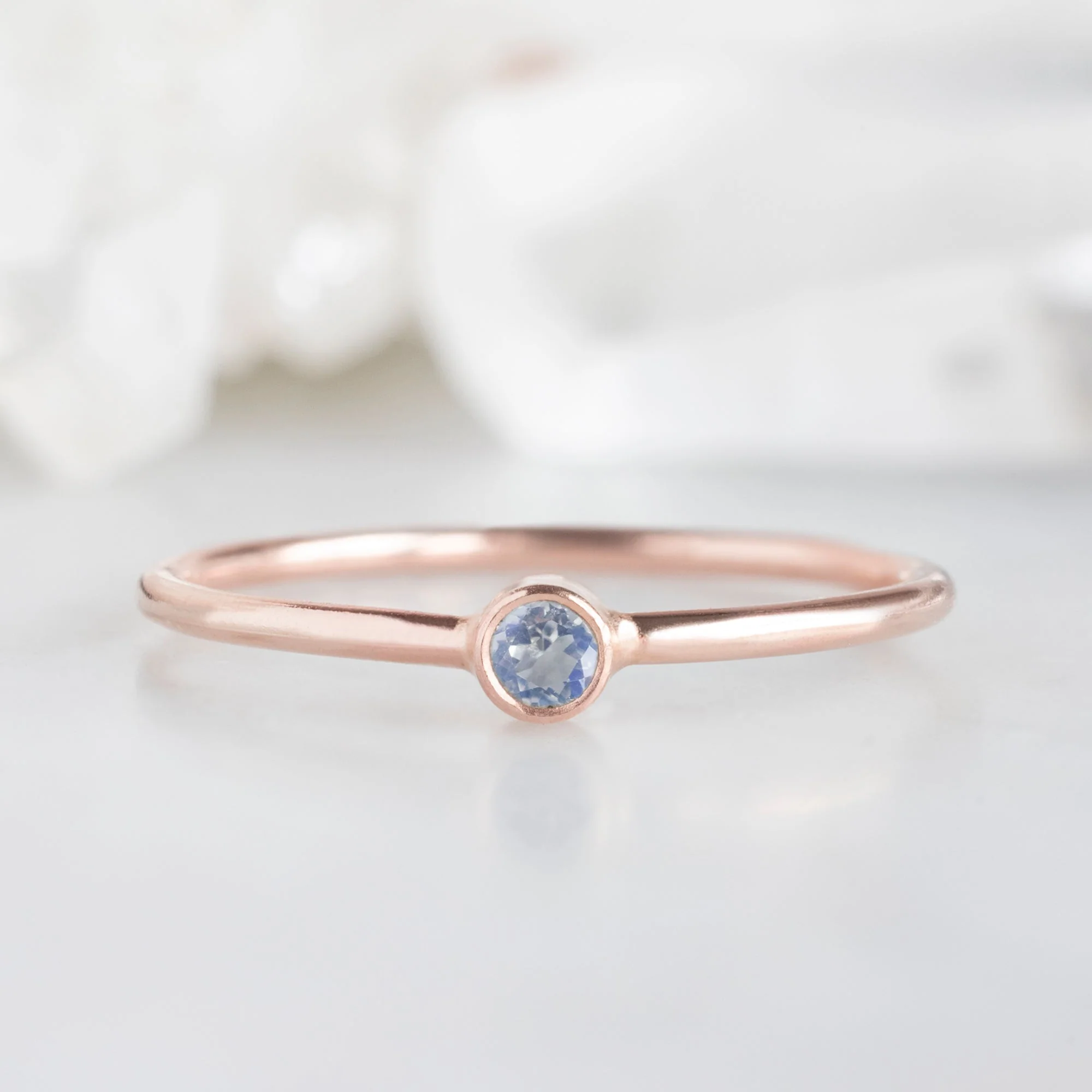 Moonstone Birthstone Stacking Ring | Yellow, Rose or White Gold - Image 4