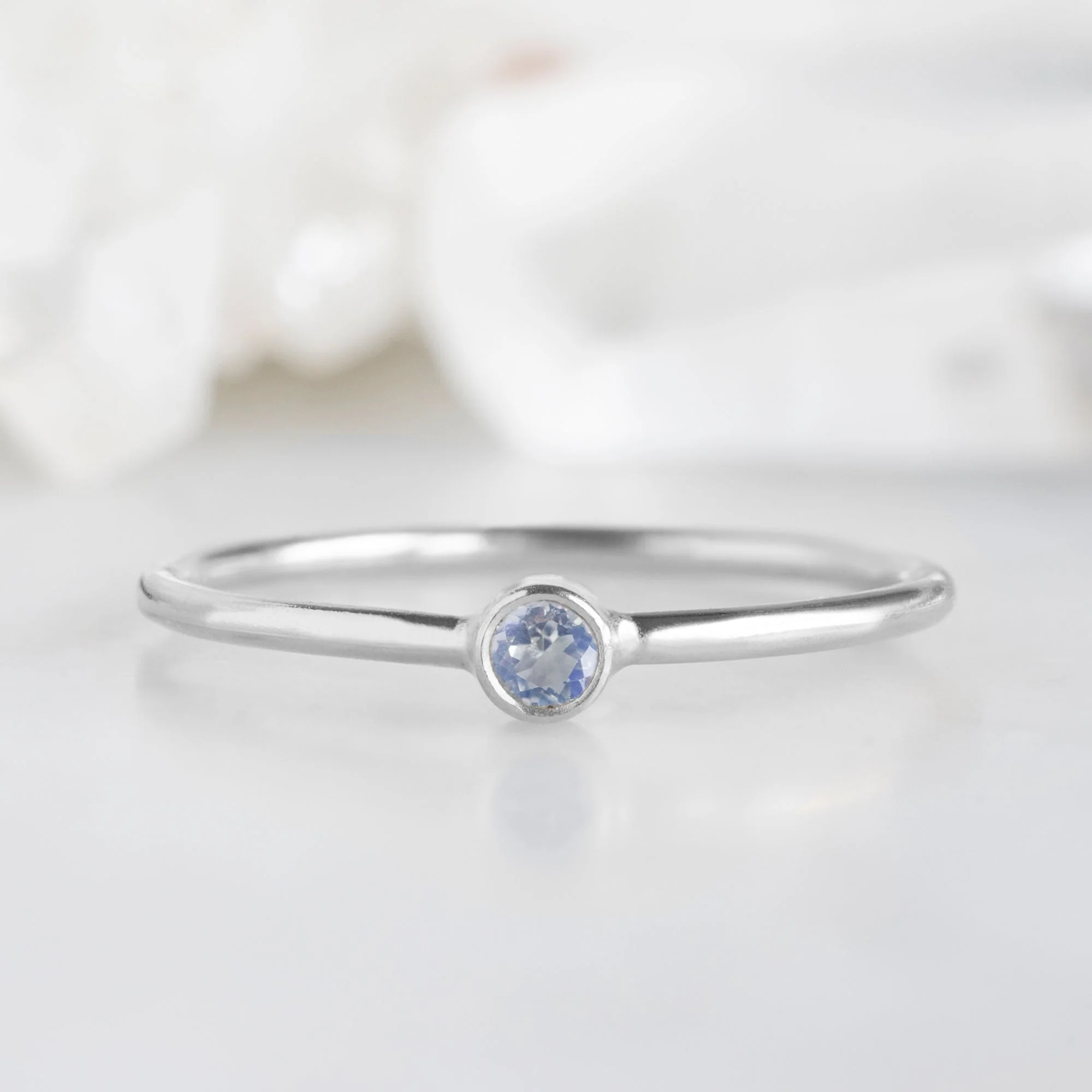 Moonstone Birthstone Stacking Ring | Yellow, Rose or White Gold - Image 5
