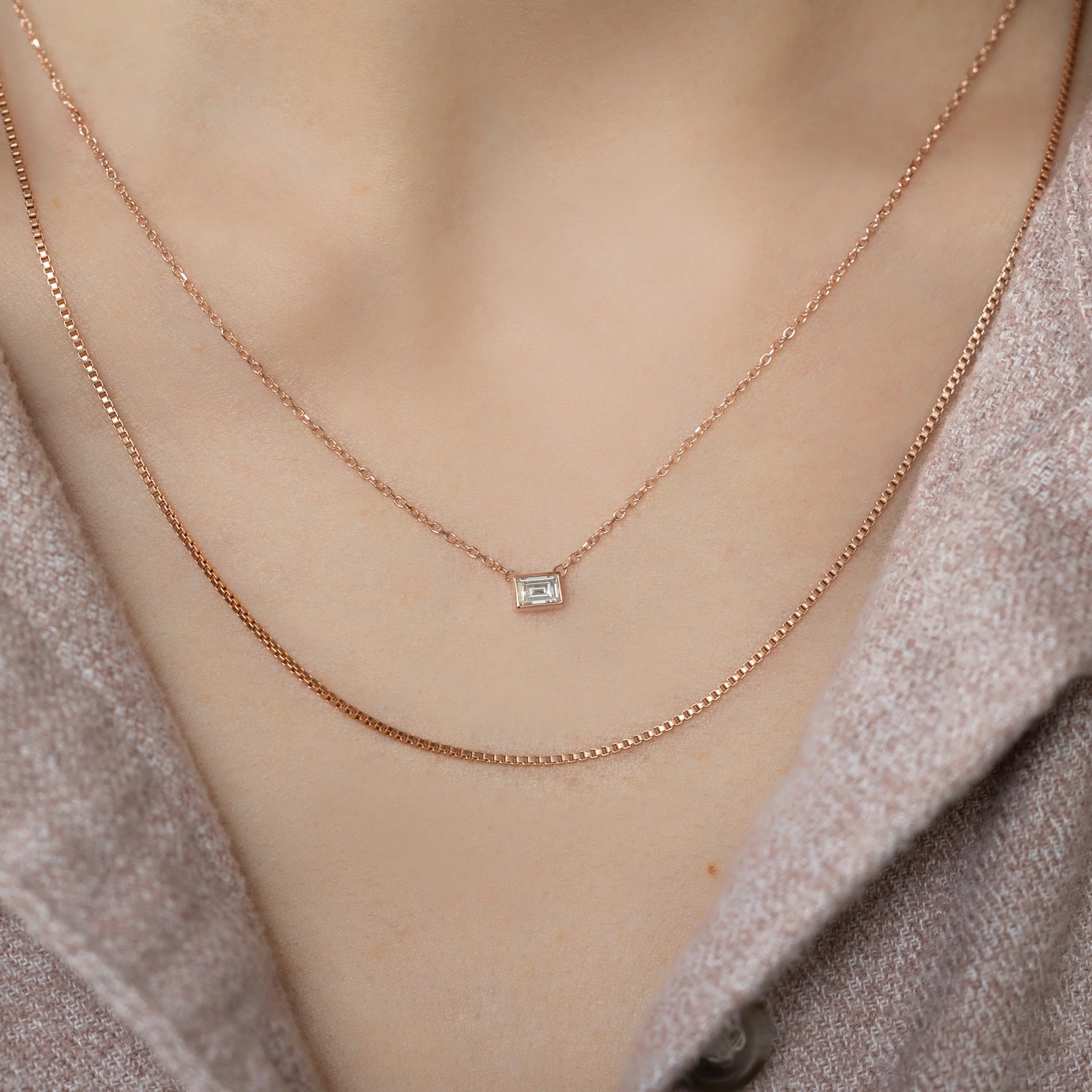 One of a Kind Geometric White Diamond Necklace | Choose Your Stone - Image 4