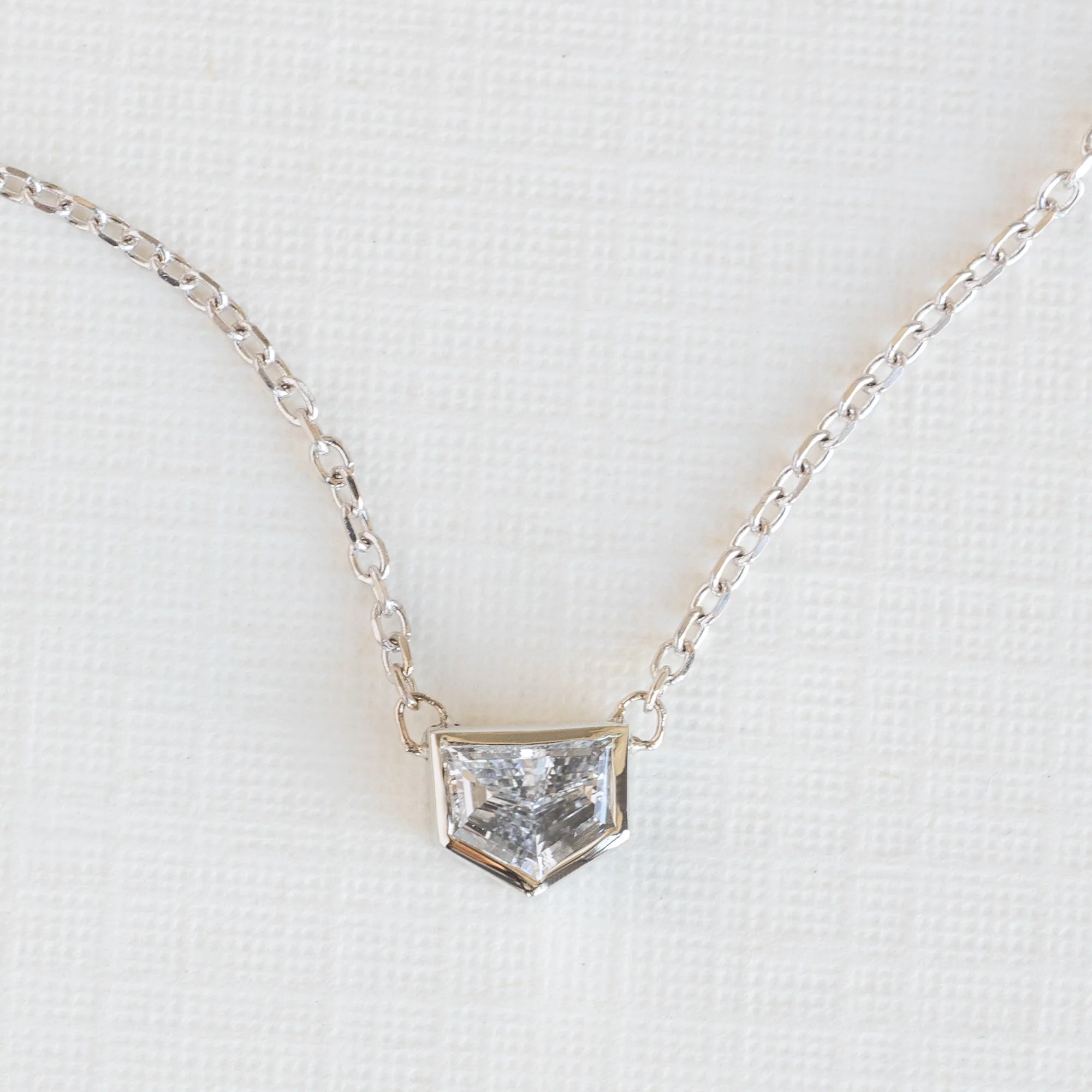 One of a Kind Geometric White Diamond Necklace | Choose Your Stone - Image 7